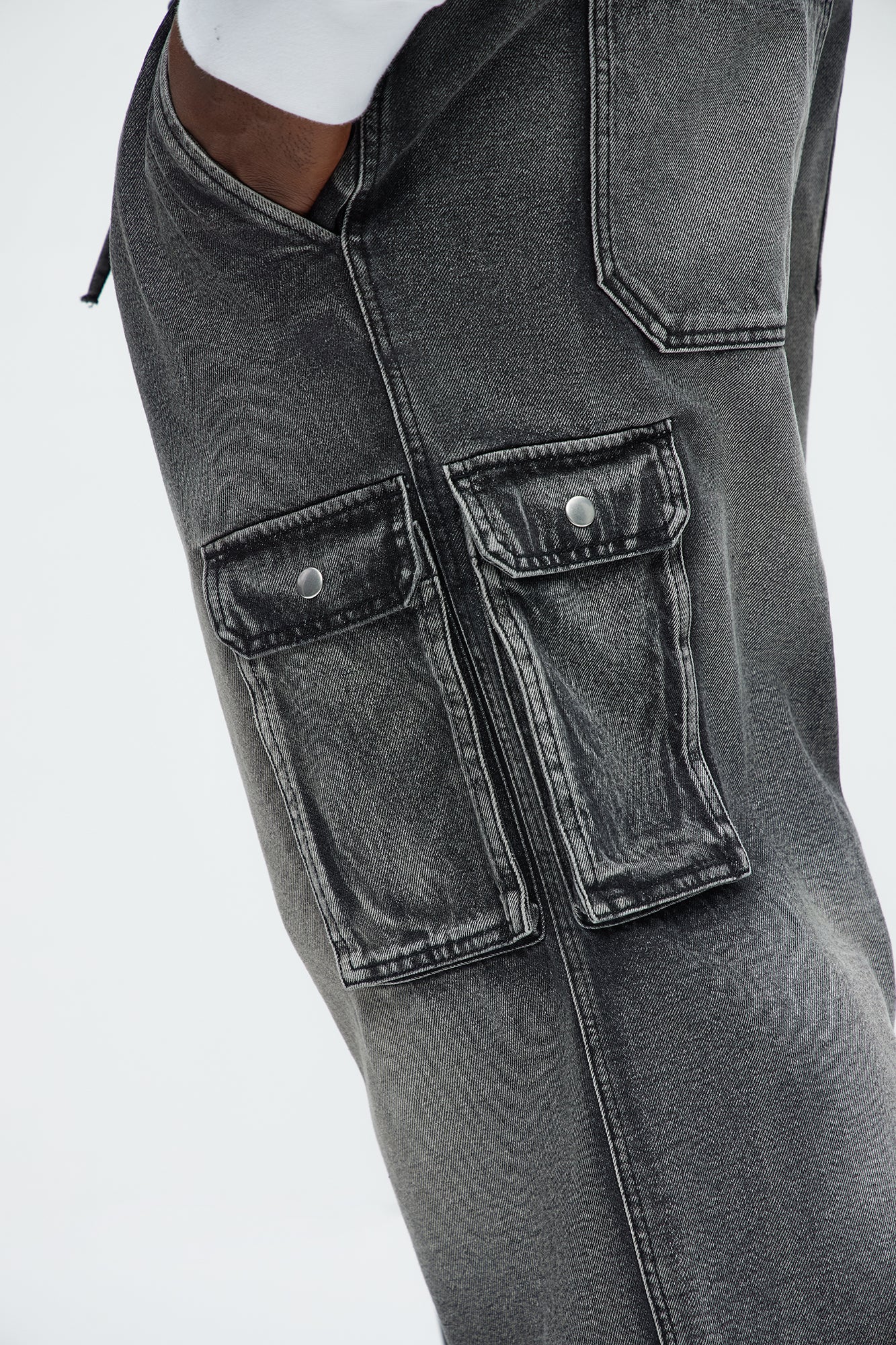 Stretch Waist Relaxed Baggy Jeans - Black Wash - Image 9