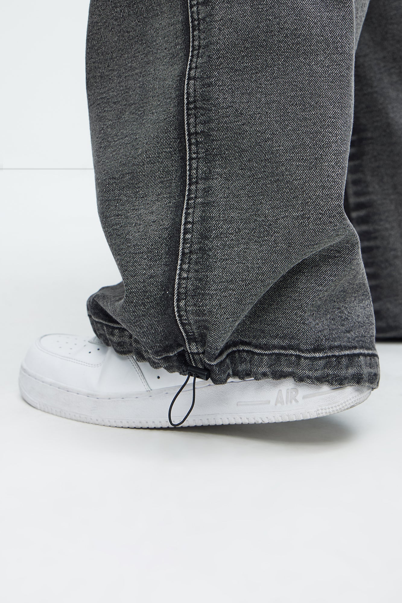 Stretch Waist Relaxed Baggy Jeans - Black Wash - Image 10
