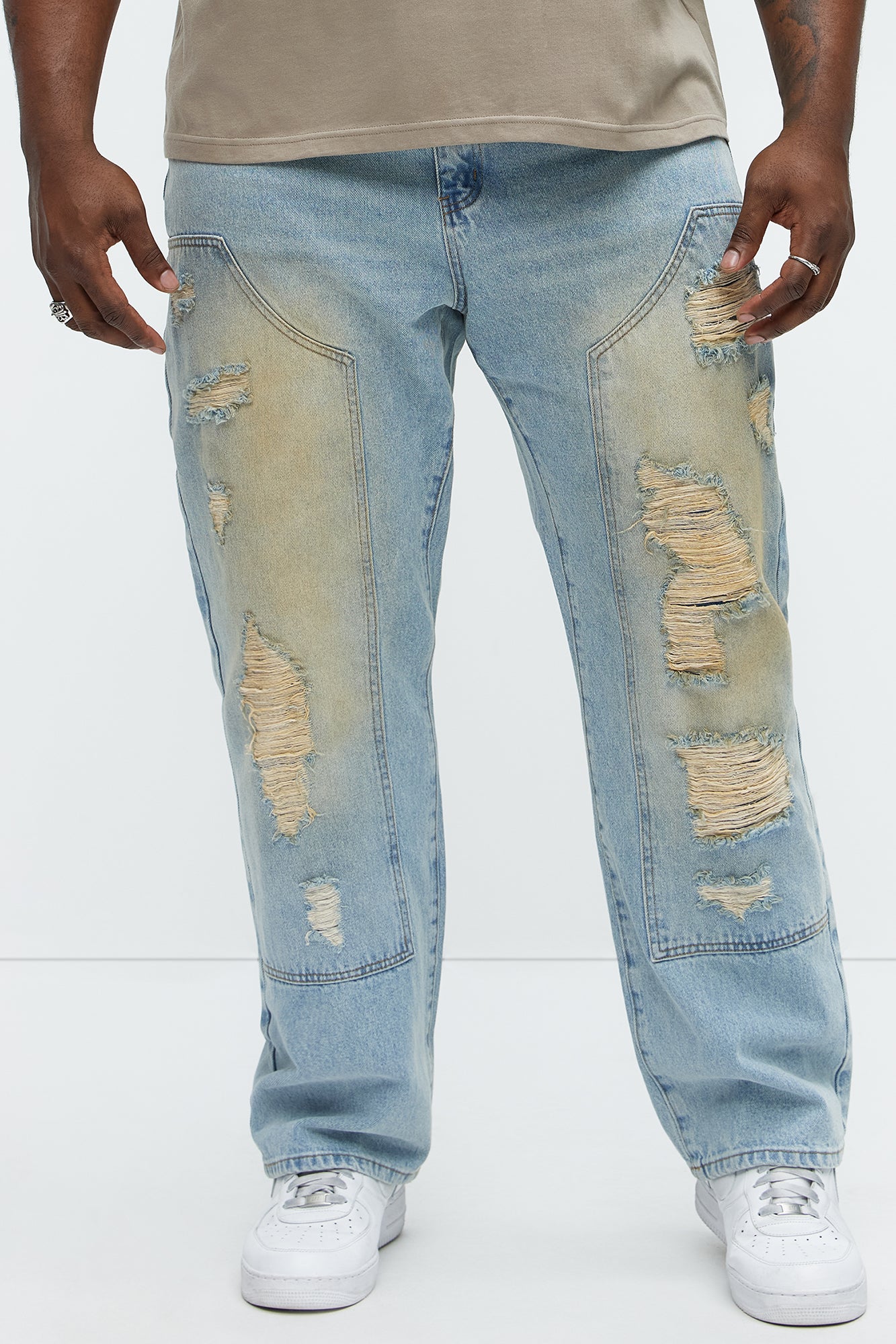 Walk It Carpenter Distressed Straight Jeans - Vintage Blue Wash - Image 7