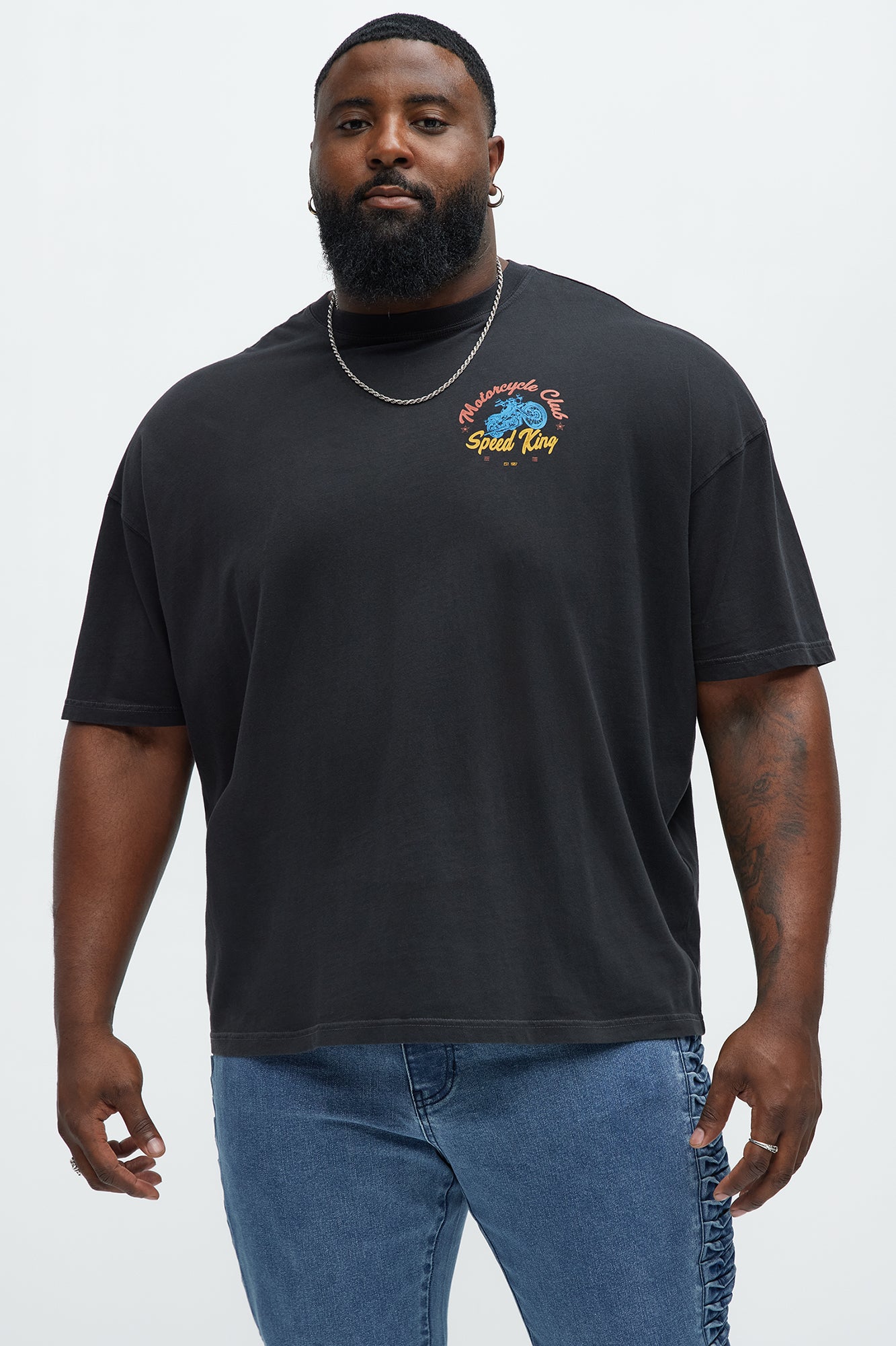 Motorcycle Club Speed King Oversized Short Sleeve Tee - Black - Image 6
