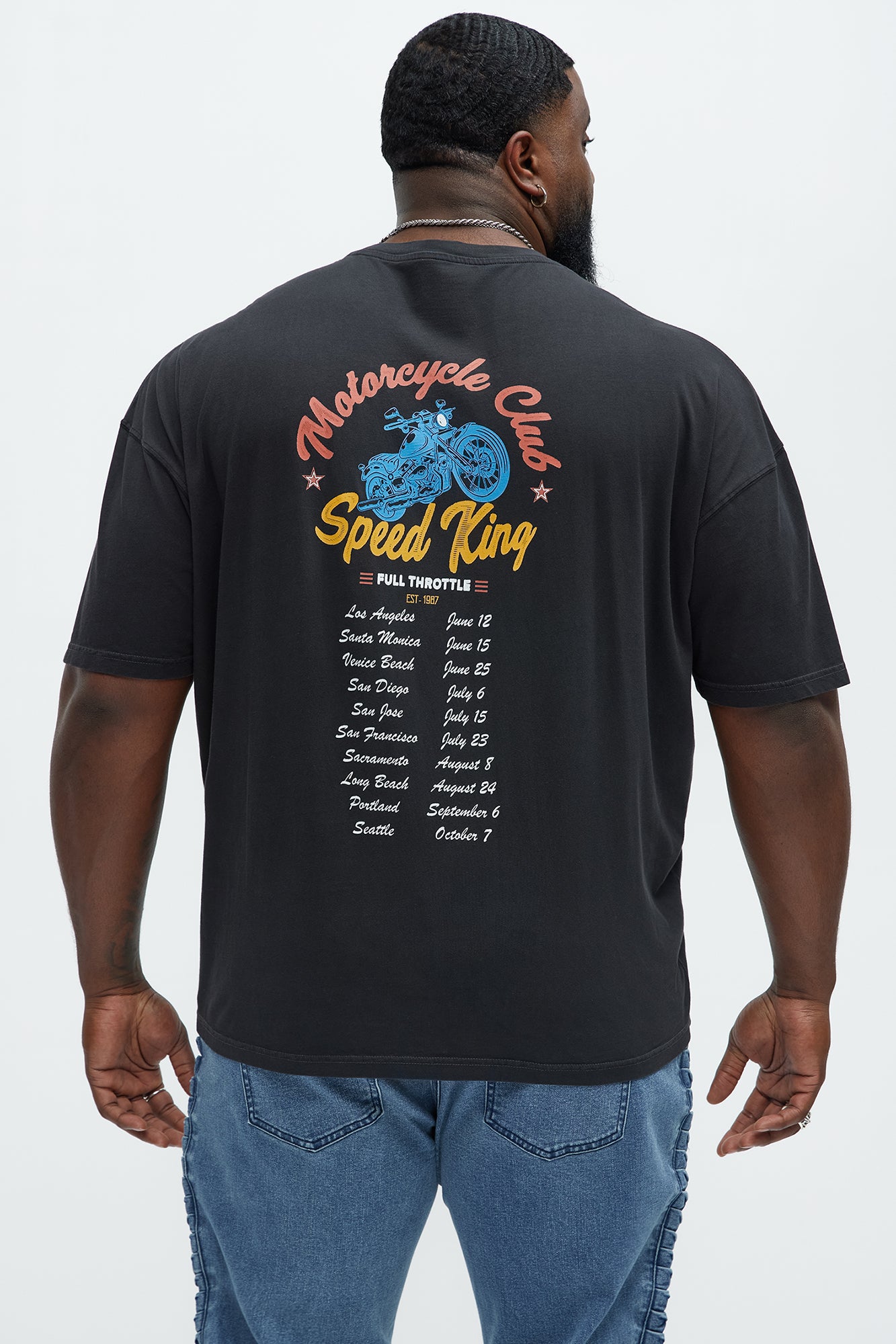 Motorcycle Club Speed King Oversized Short Sleeve Tee - Black - Image 5