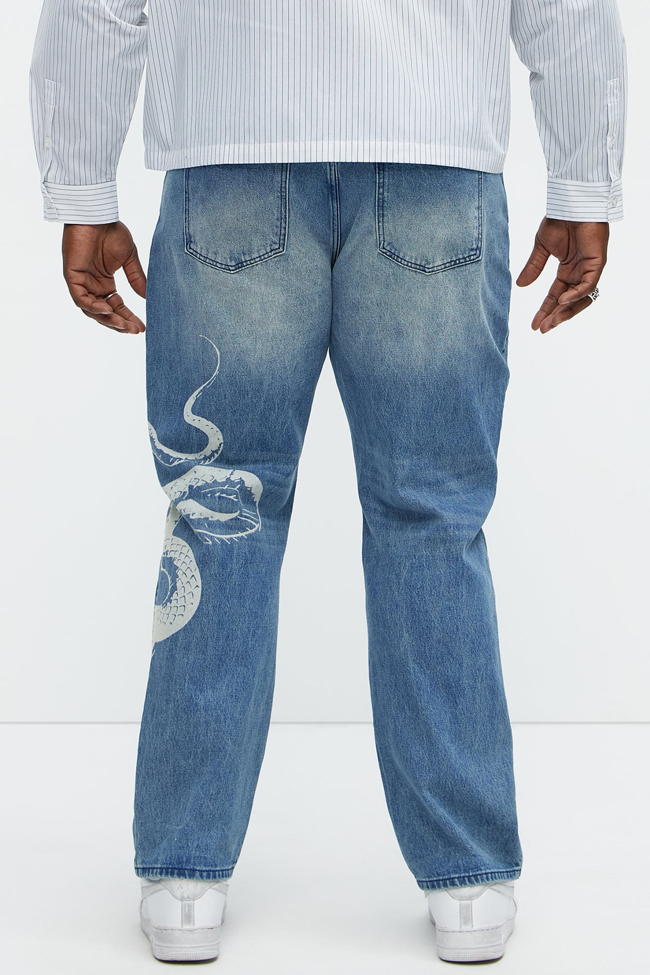 Snake Bleached Slim Jeans - Medium Wash - Image 10