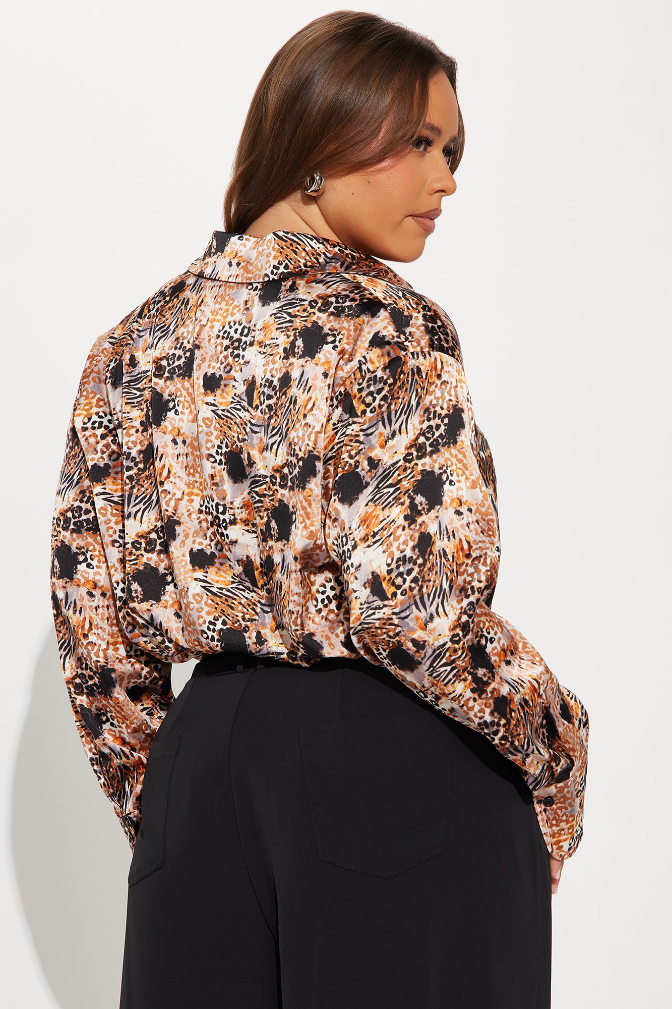 Wild Aura Satin Shirt - Brown/combo - Image 6
