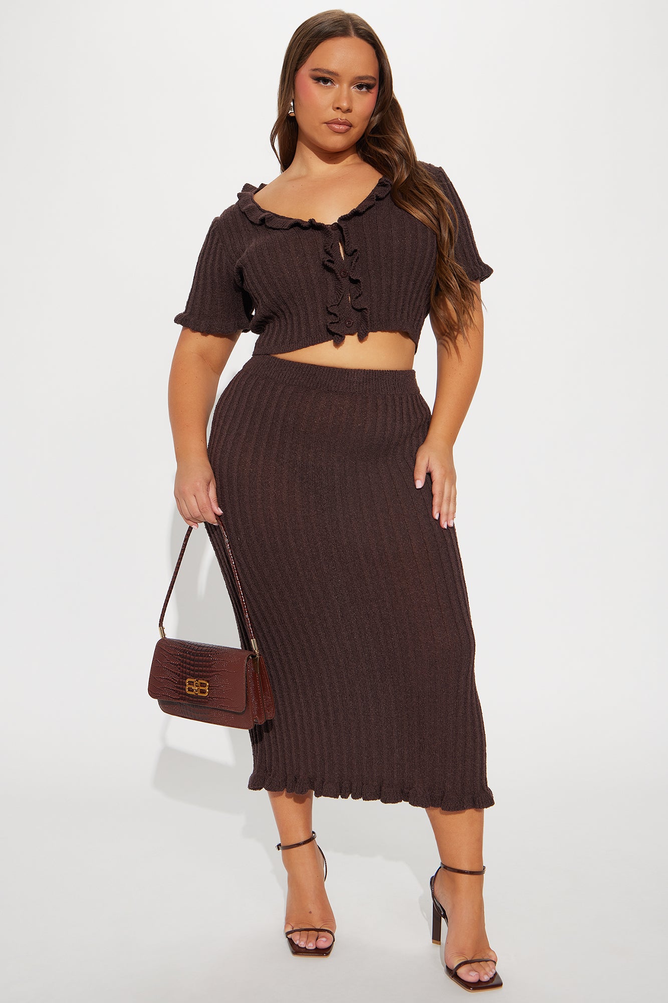 Brunch Mimosas Midi Skirt Set - Chocolate - Image 4