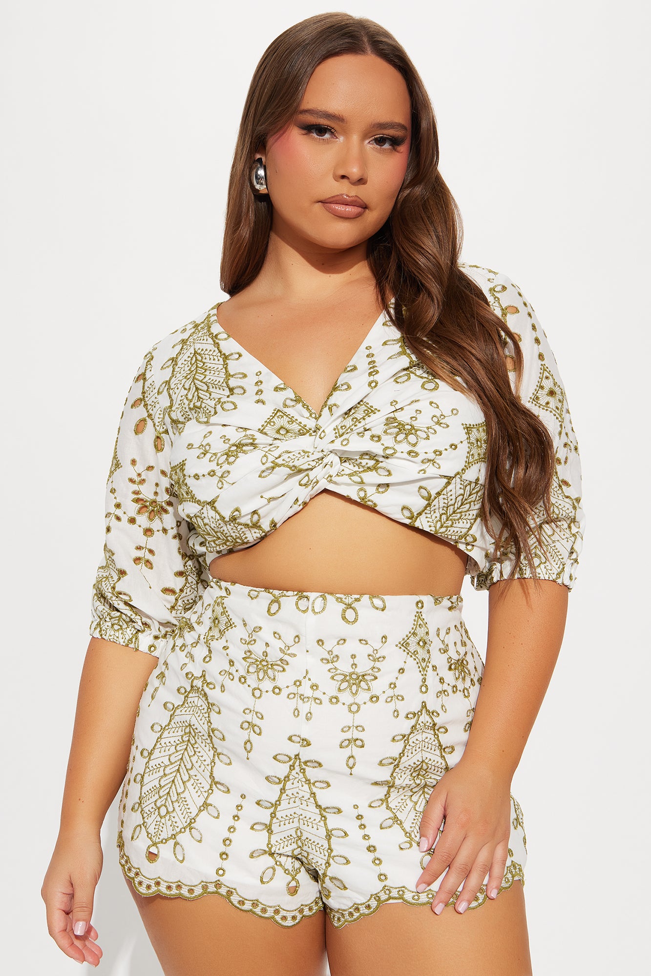 Leia Eyelet Short Set - White/combo - Image 5