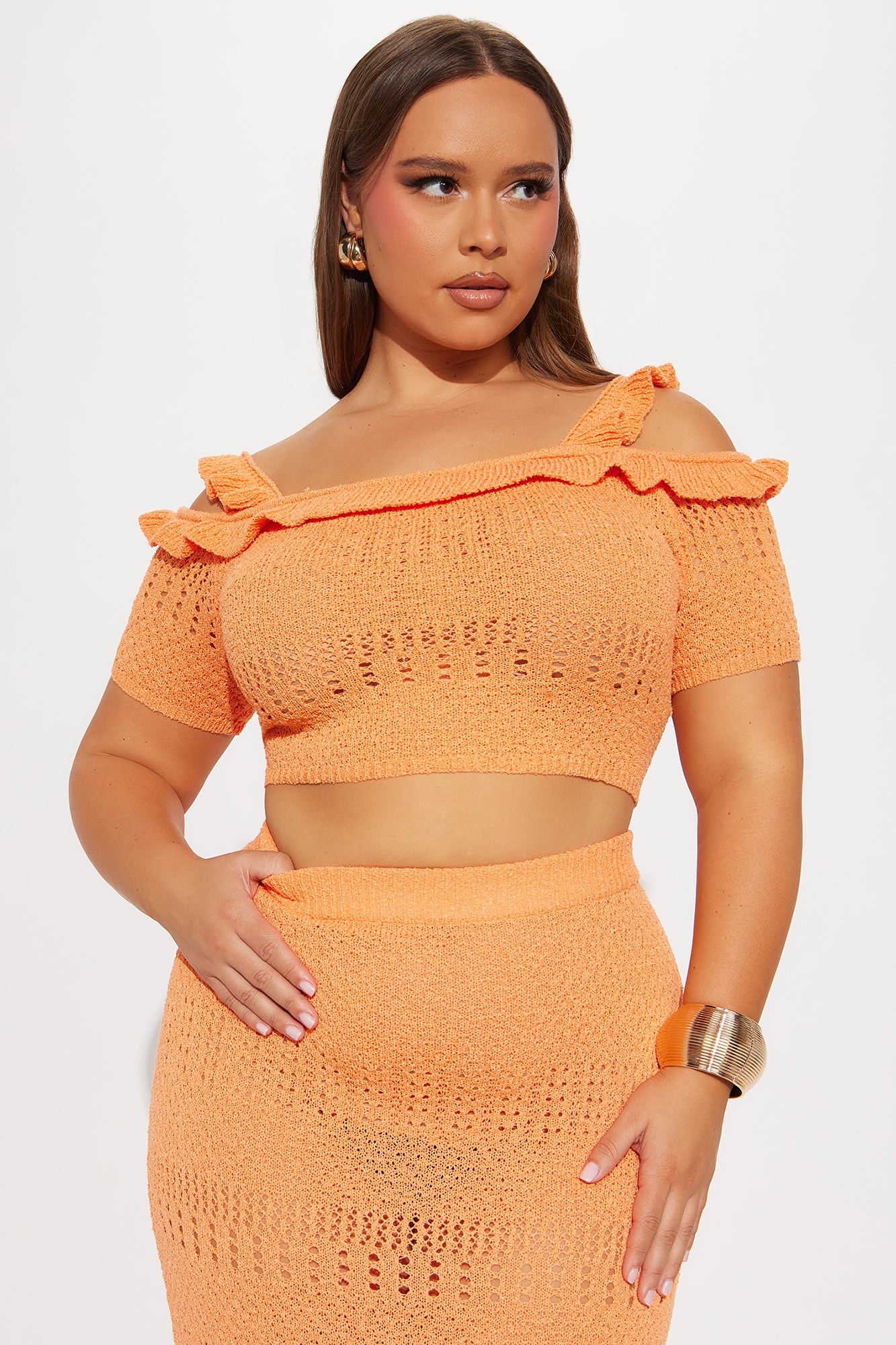 Cindy Crochet Maxi Skirt Set - Orange - Image 5