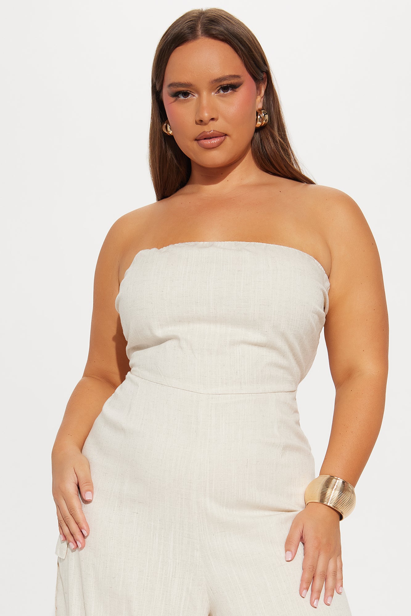 Sasha Linen Jumpsuit - Oatmeal - Image 5