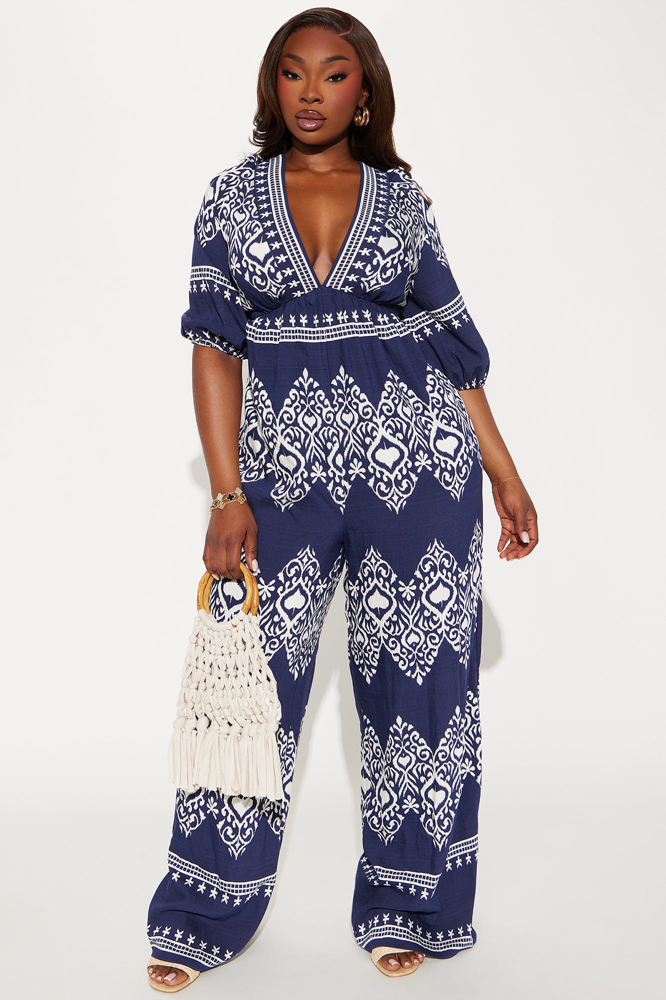 Daphne Deep V Jumpsuit - Navy/combo - Image 4