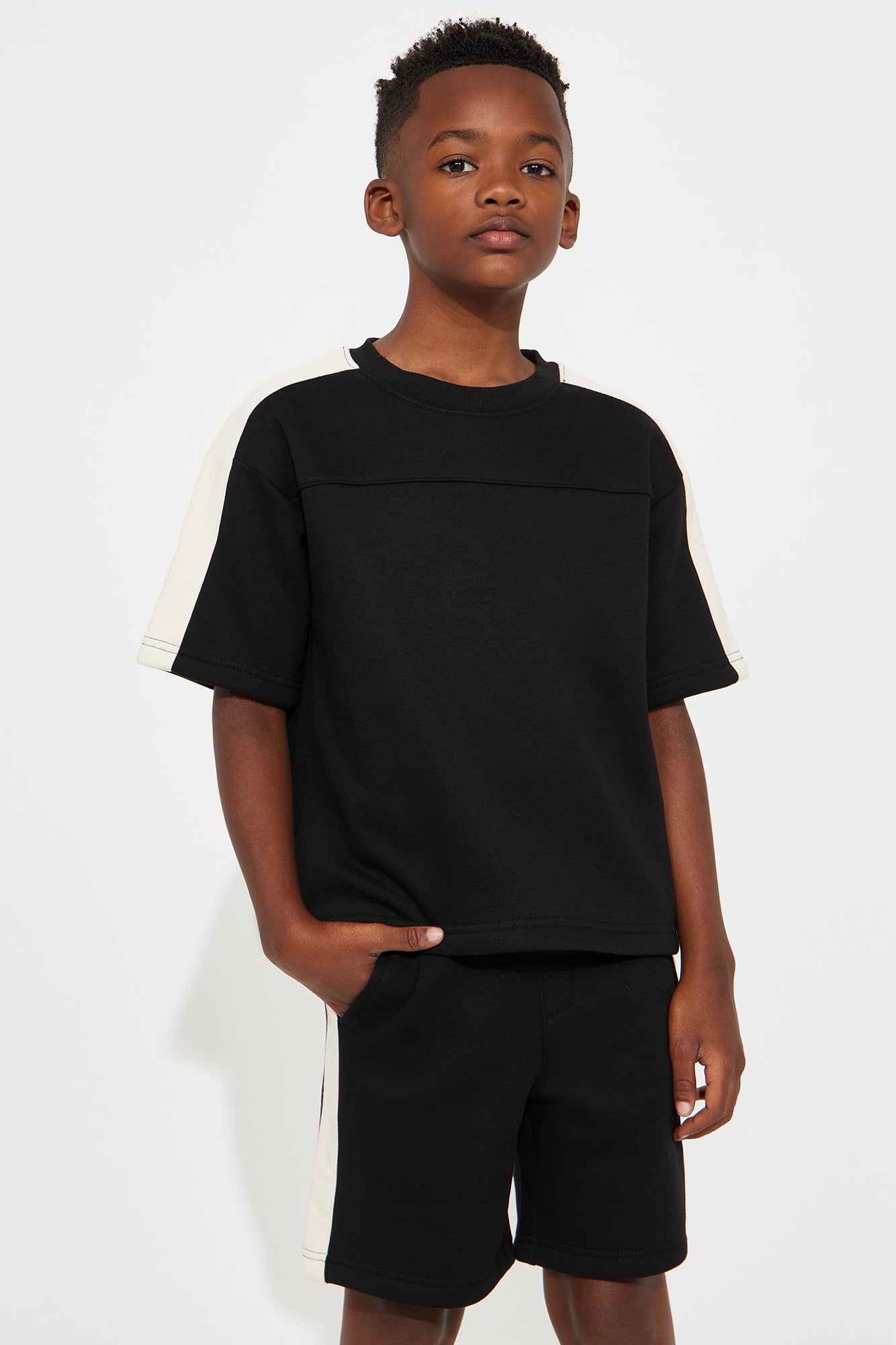 Mini Tyson Oversized Heavyweight Striped Tee - Black - Image 3