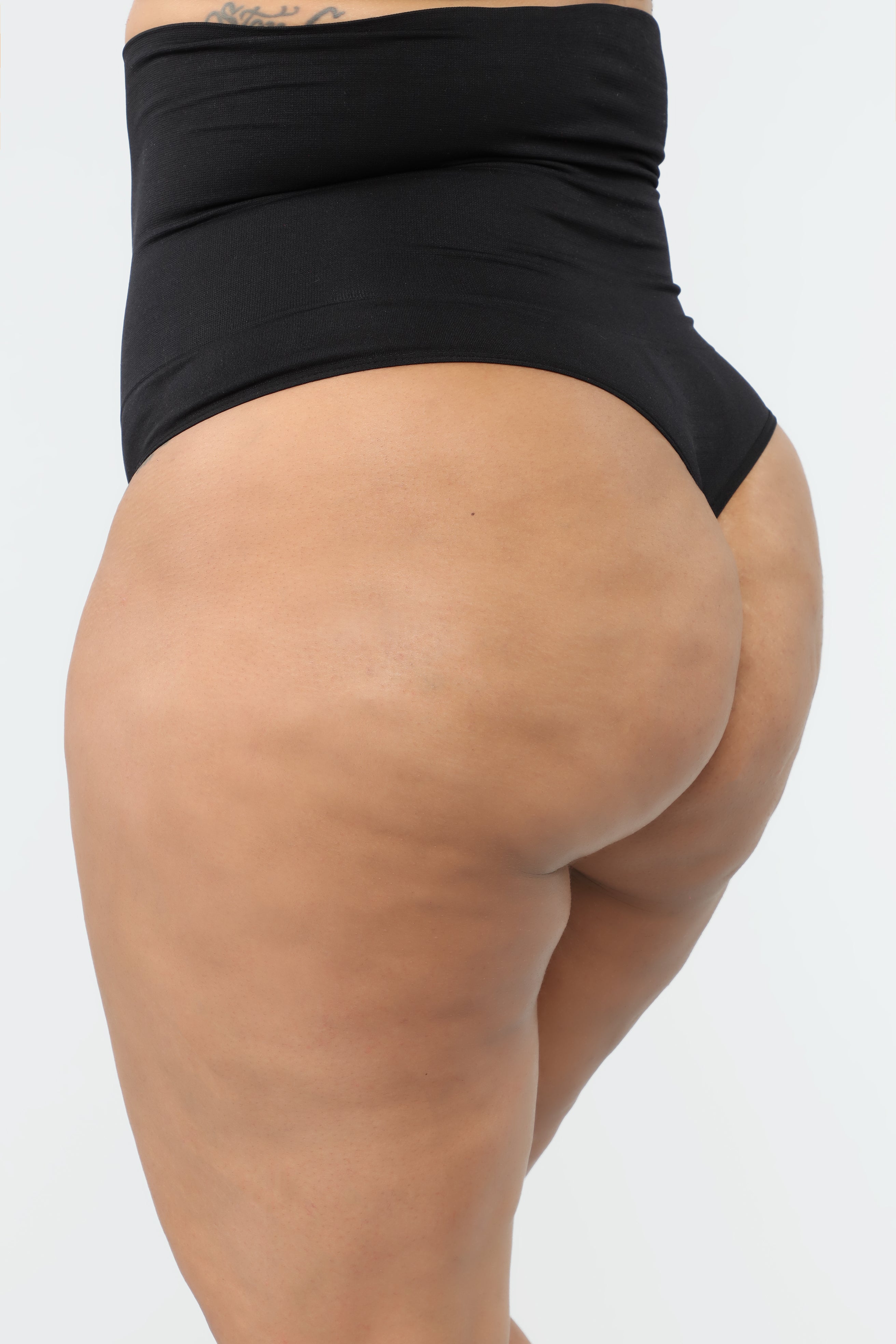 High Waist Shapewear Thong - Black - Image 3
