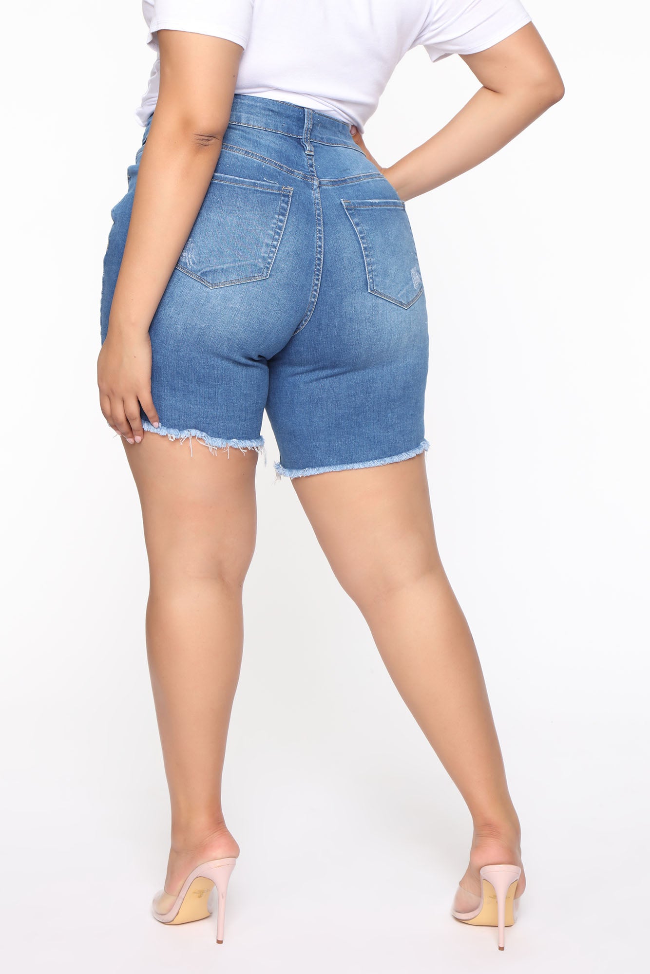 The Mixer Distressed Denim Bermudas - Medium Blue Wash - Image 9