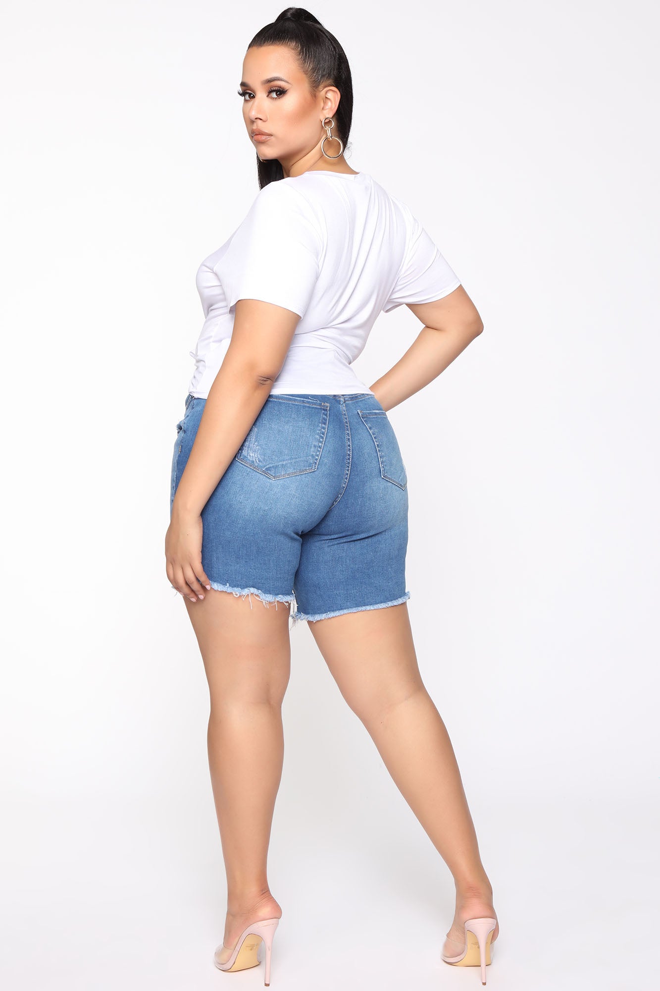 The Mixer Distressed Denim Bermudas - Medium Blue Wash - Image 10