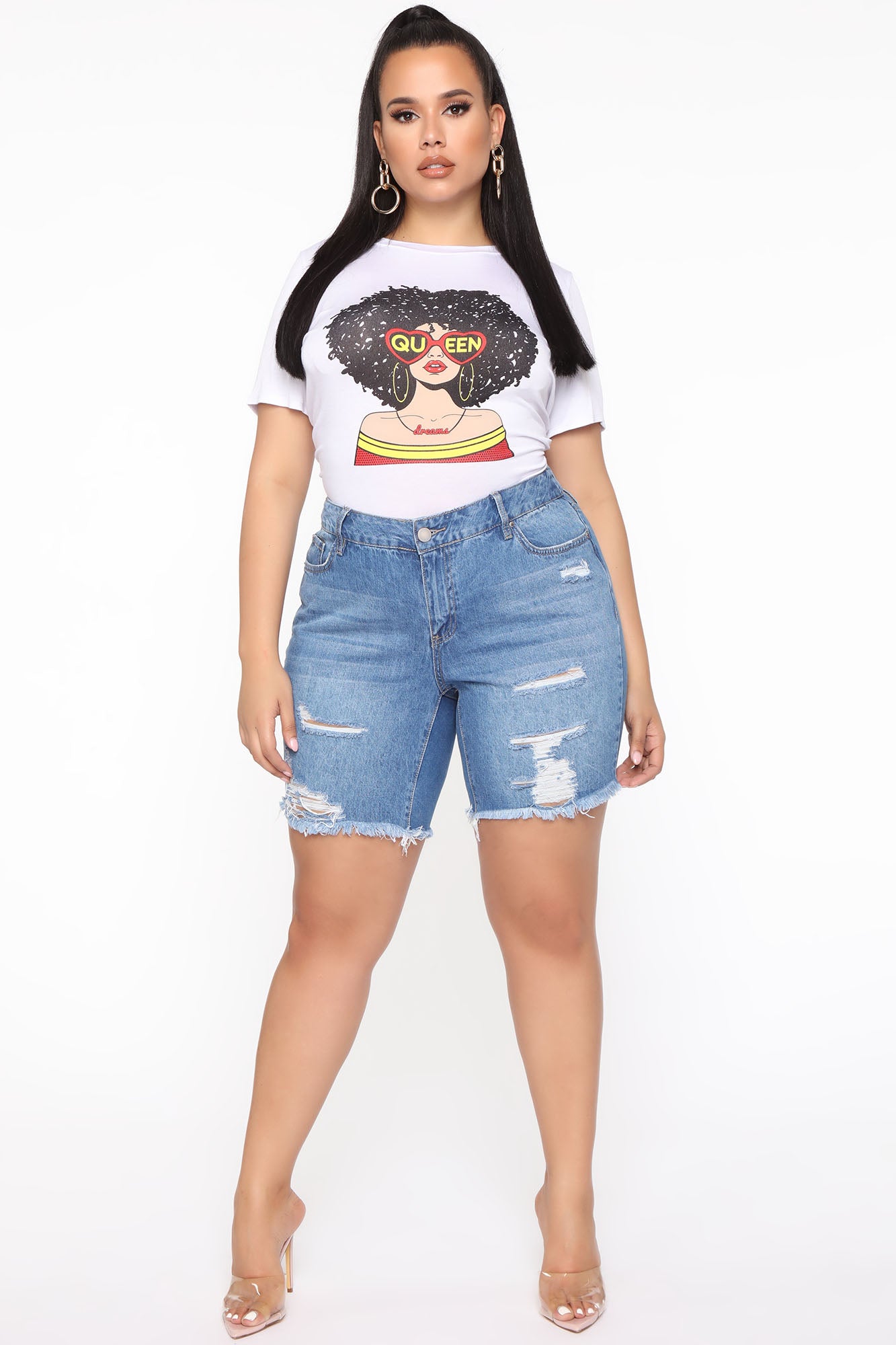 The Mixer Distressed Denim Bermudas - Medium Blue Wash - Image 7