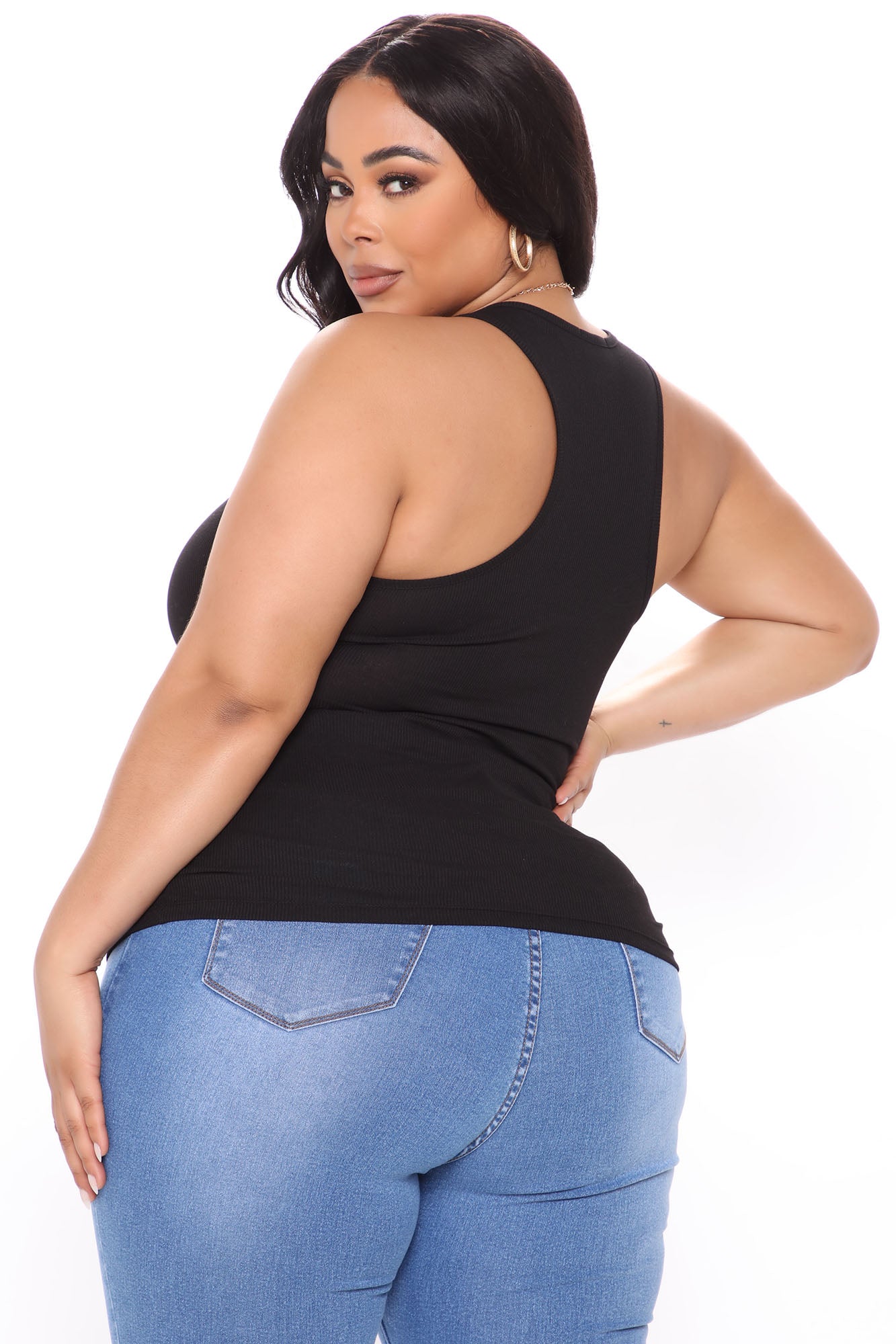 Essential Racer Back Tank Top - Black - Image 6