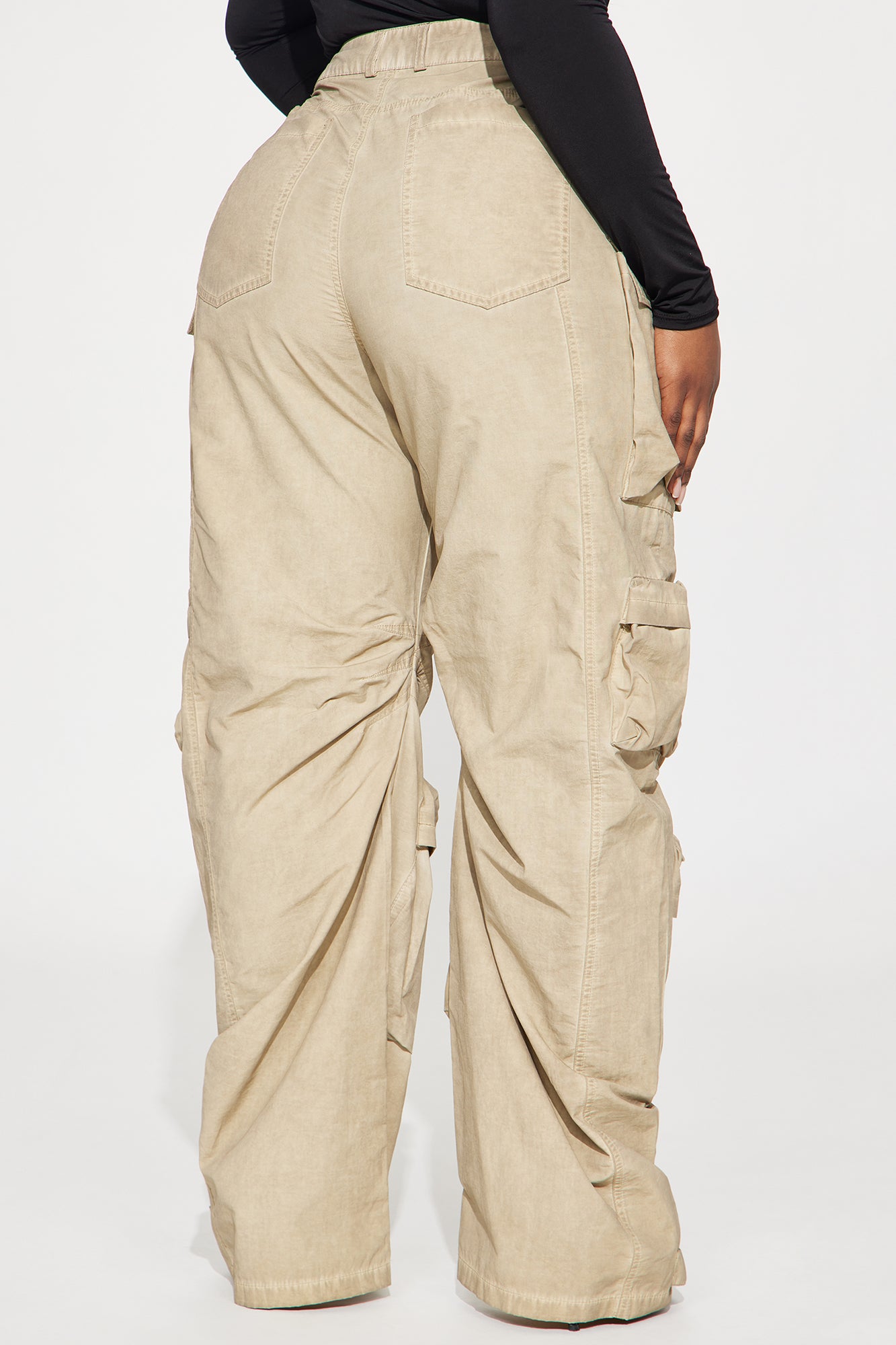 Talk It Up Oversized Distressed Washed Cargo Pant - Khaki - Image 8