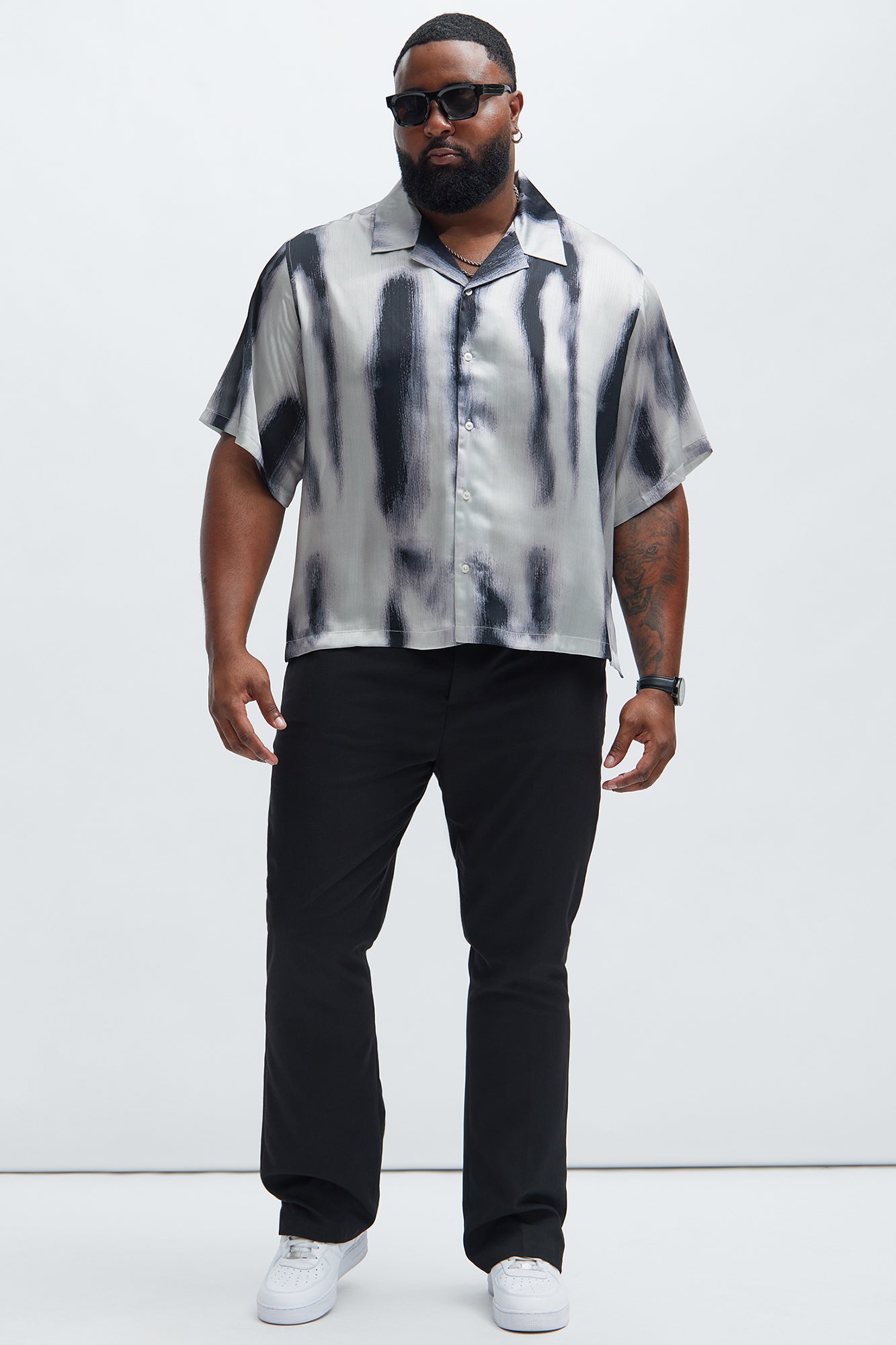 Grunge Painted Boxy Shirt - Cream/combo - Image 5