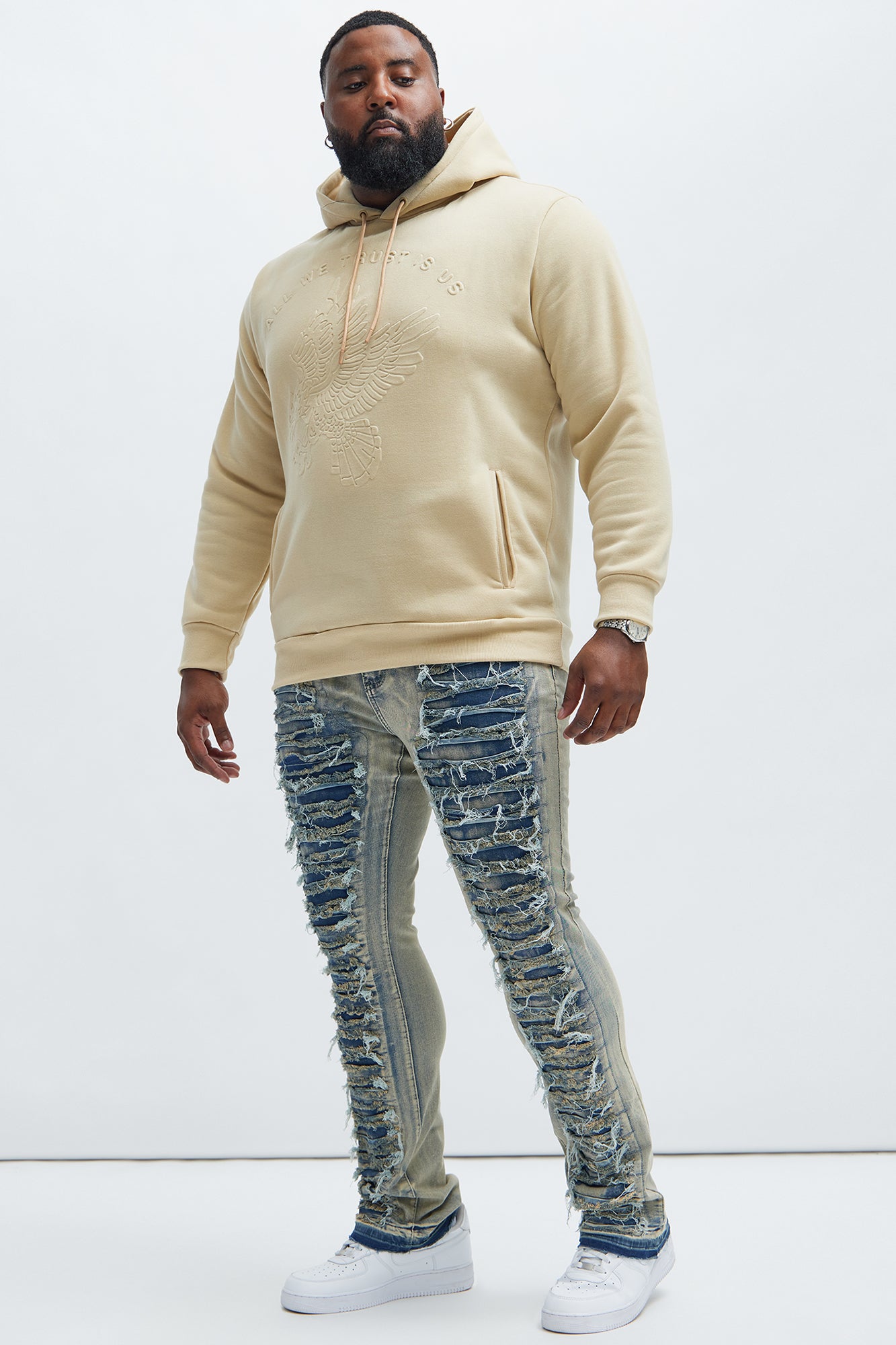 Got Me Destroyed Stacked Skinny Flare Jeans - Light Blue - Image 6