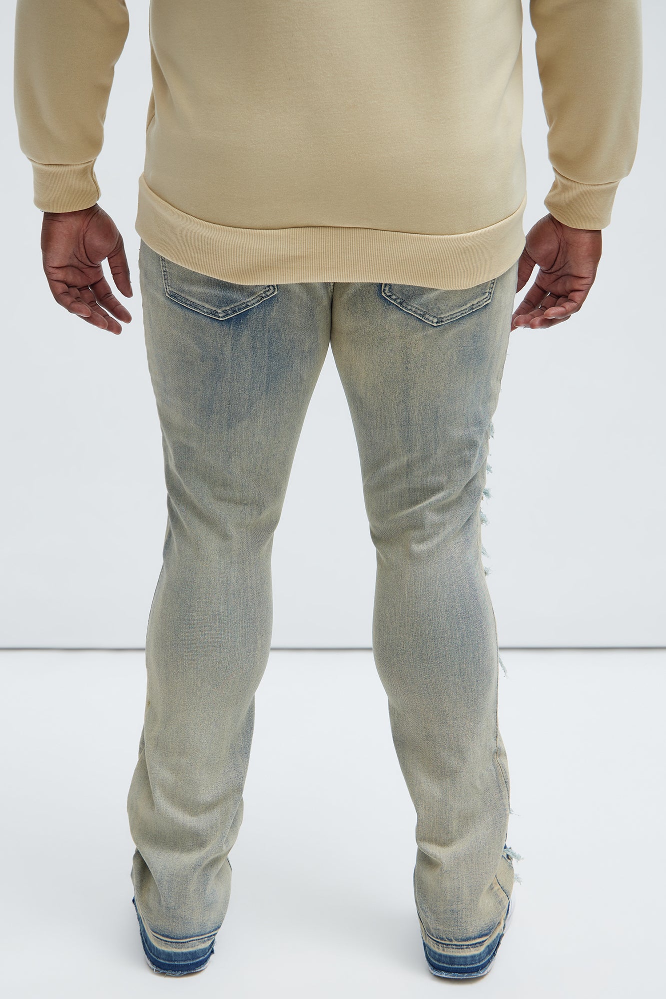 Got Me Destroyed Stacked Skinny Flare Jeans - Light Blue - Image 7