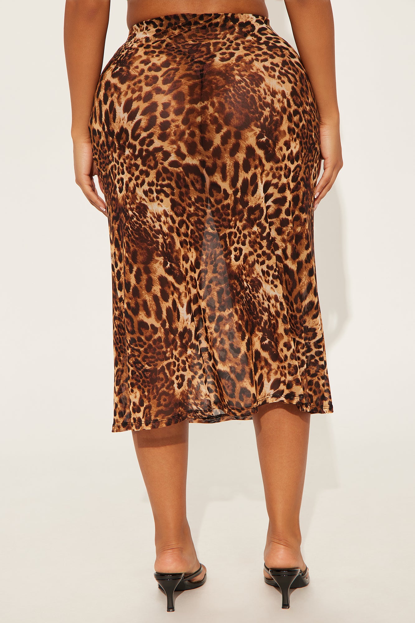 More To Come Leopard Mesh Midi Skirt - Brown/combo - Image 3