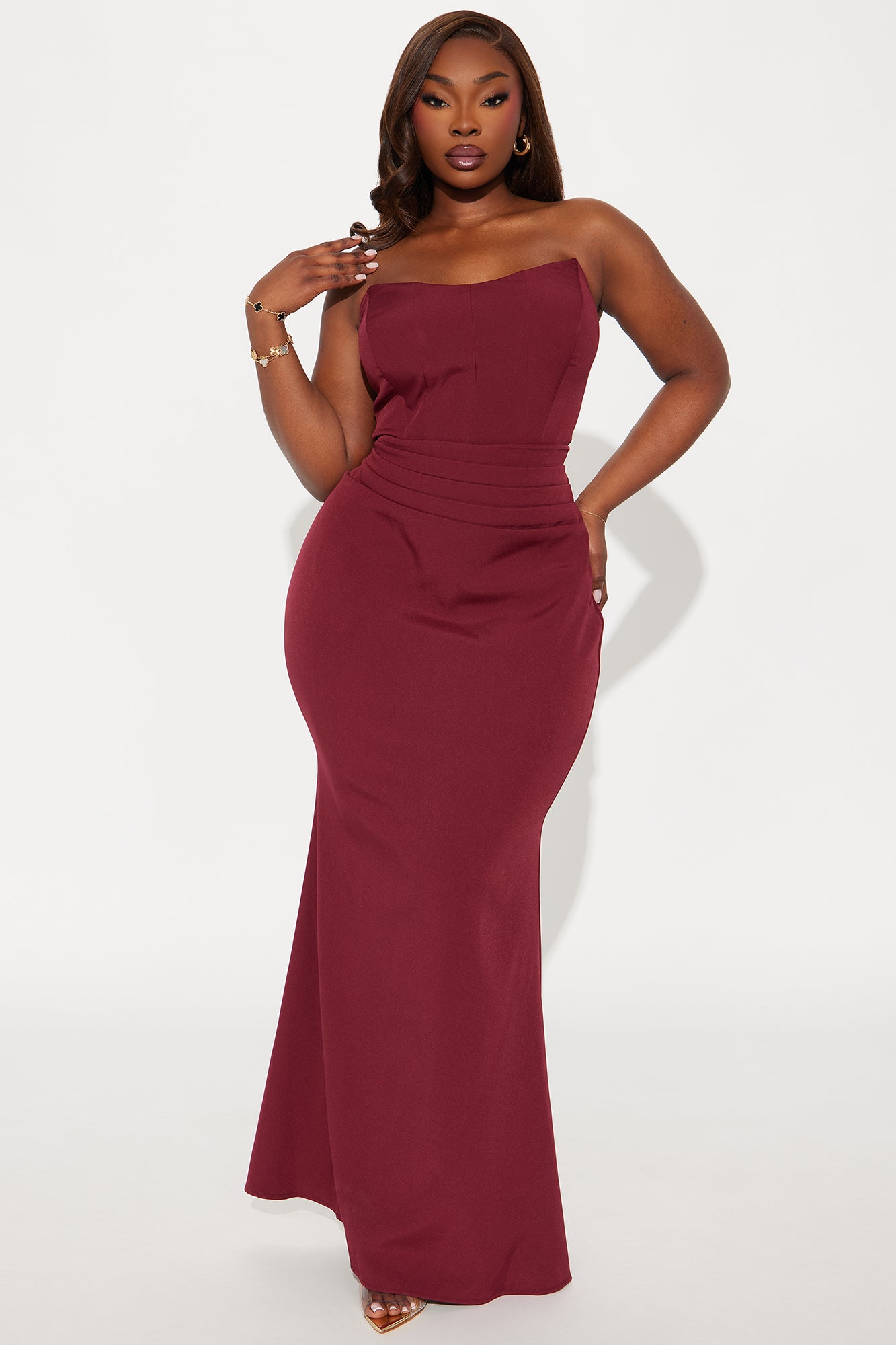 Emily Corset Top Maxi Dress - Wine - Image 4