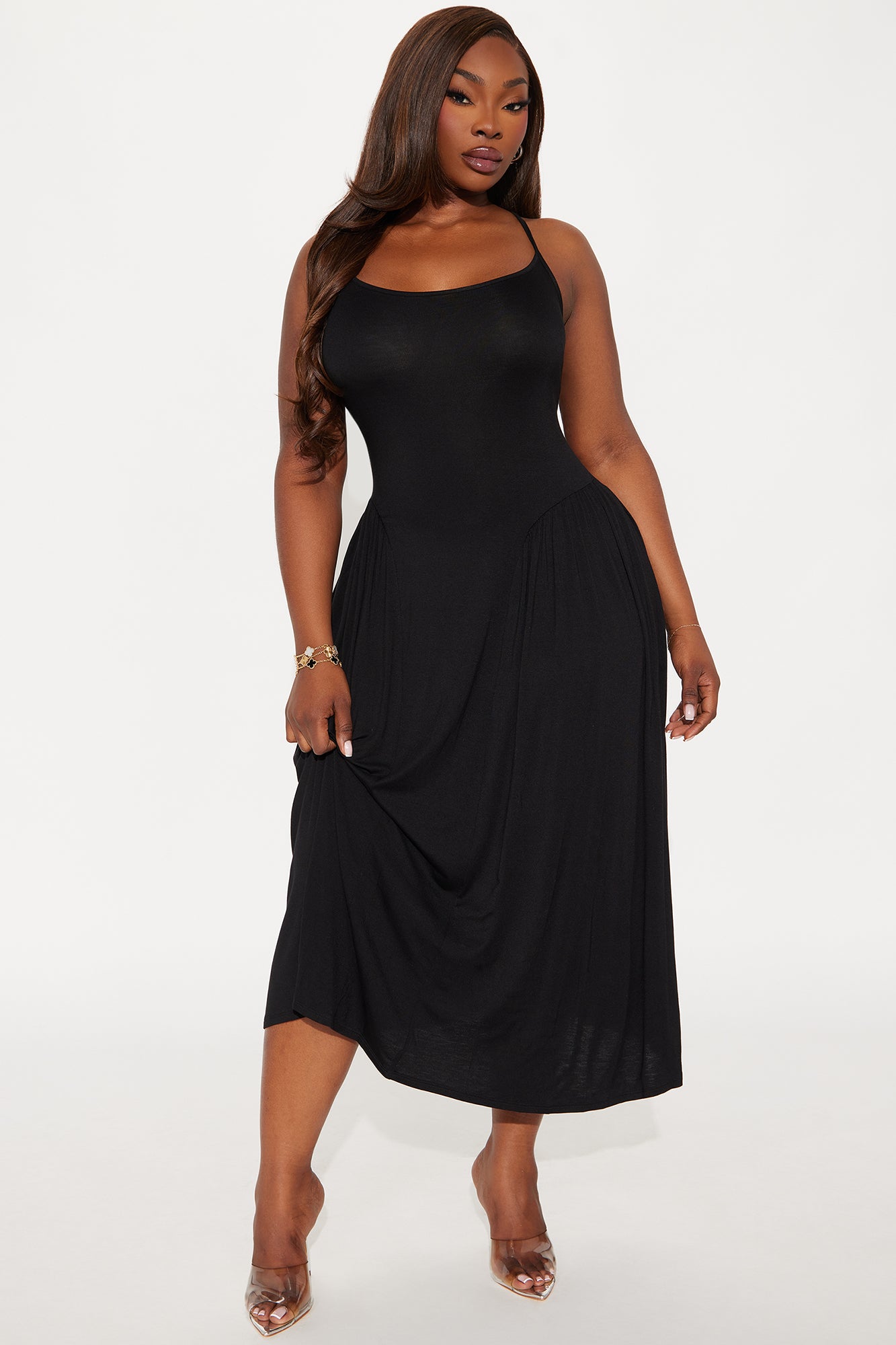 Plain Jane Tie Back Midi Dress - Black - Image 4