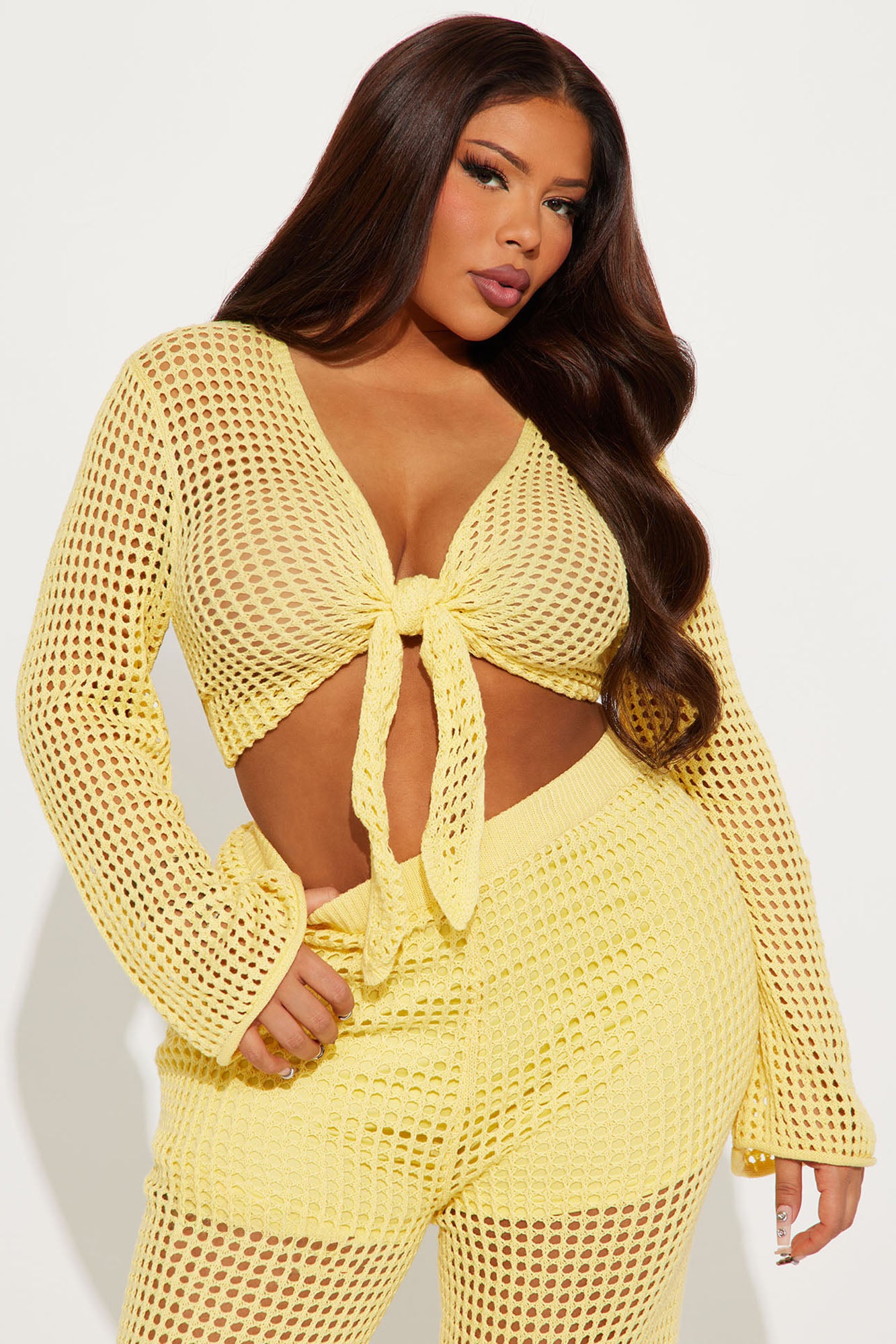 Annalee Crochet Pant Set - Yellow - Image 5
