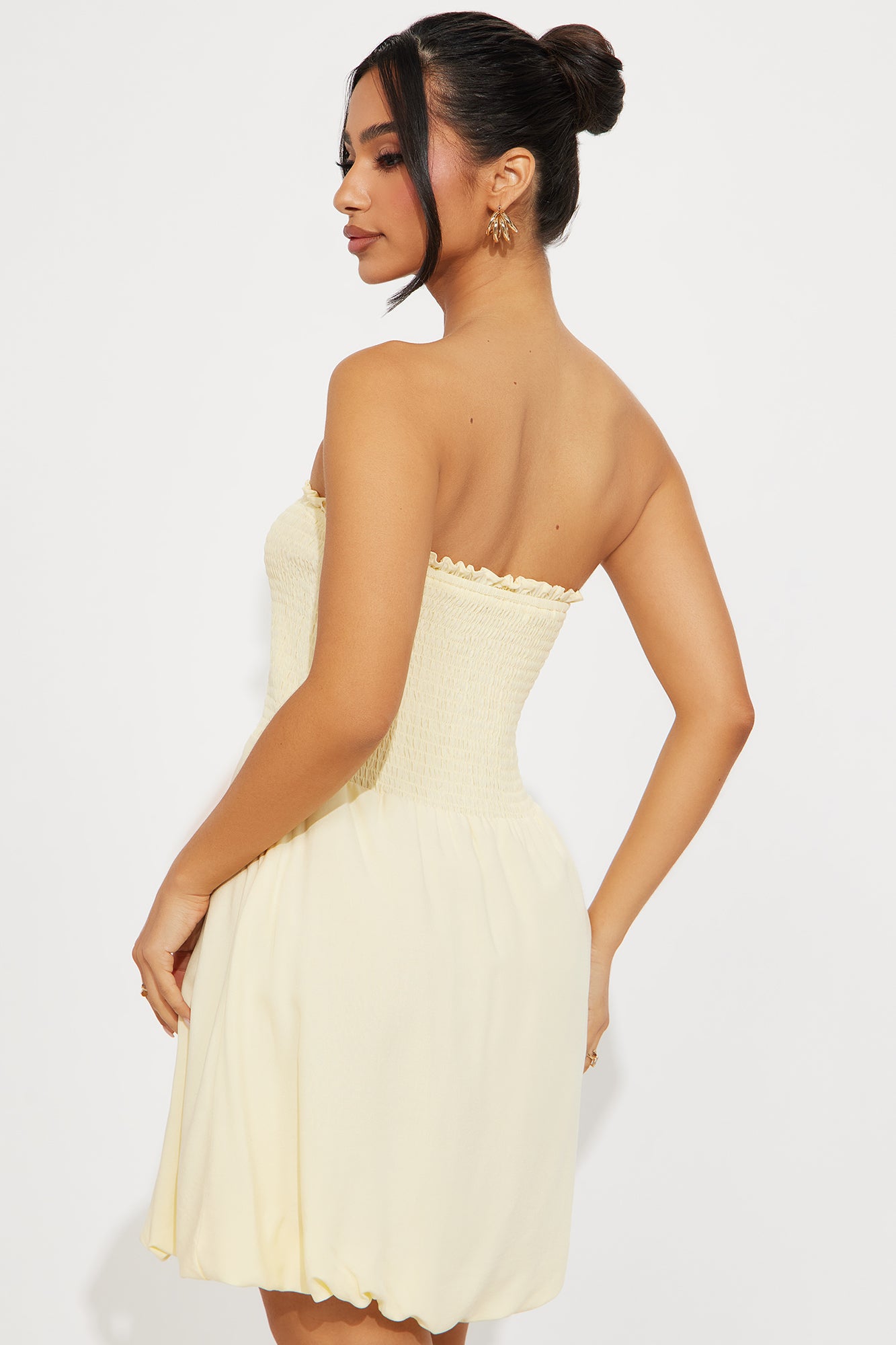 Kennedy Floral Bubble Mini Dress - Butter Yellow - Image 3