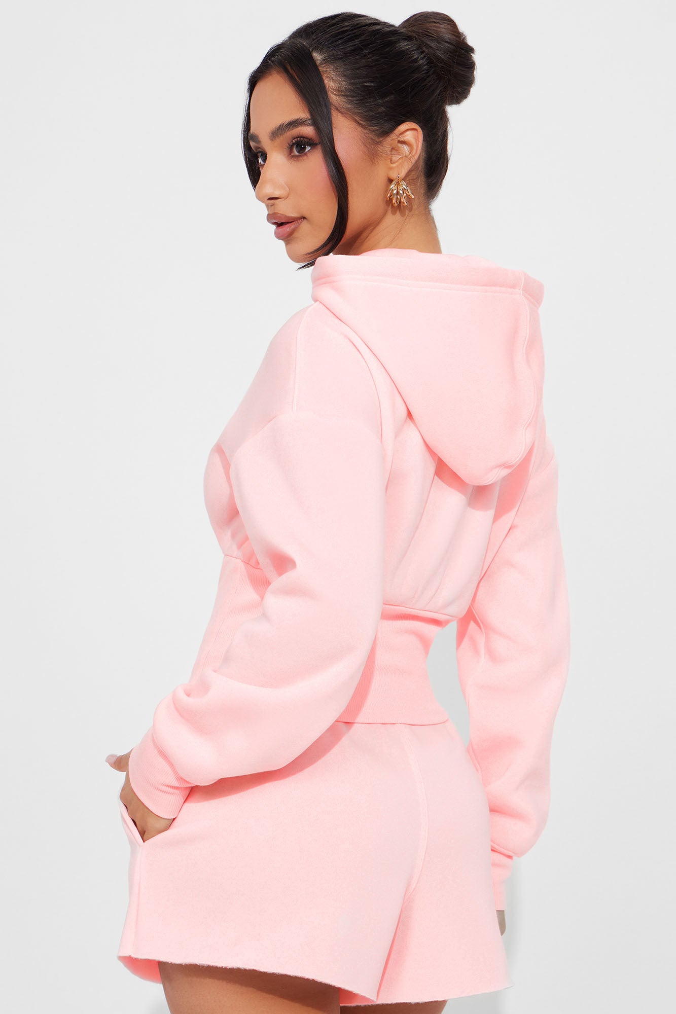 Staying In Today Fleece Short Set - Pink - Image 3