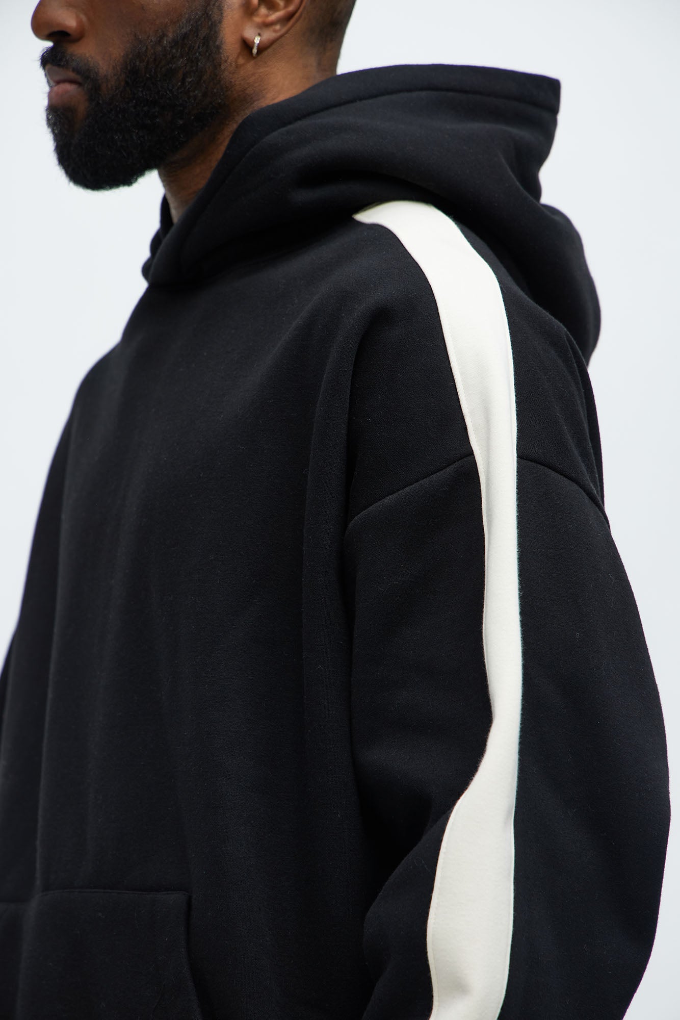 Tyson Heavyweight Oversized Striped Hoodie - Black - Image 3