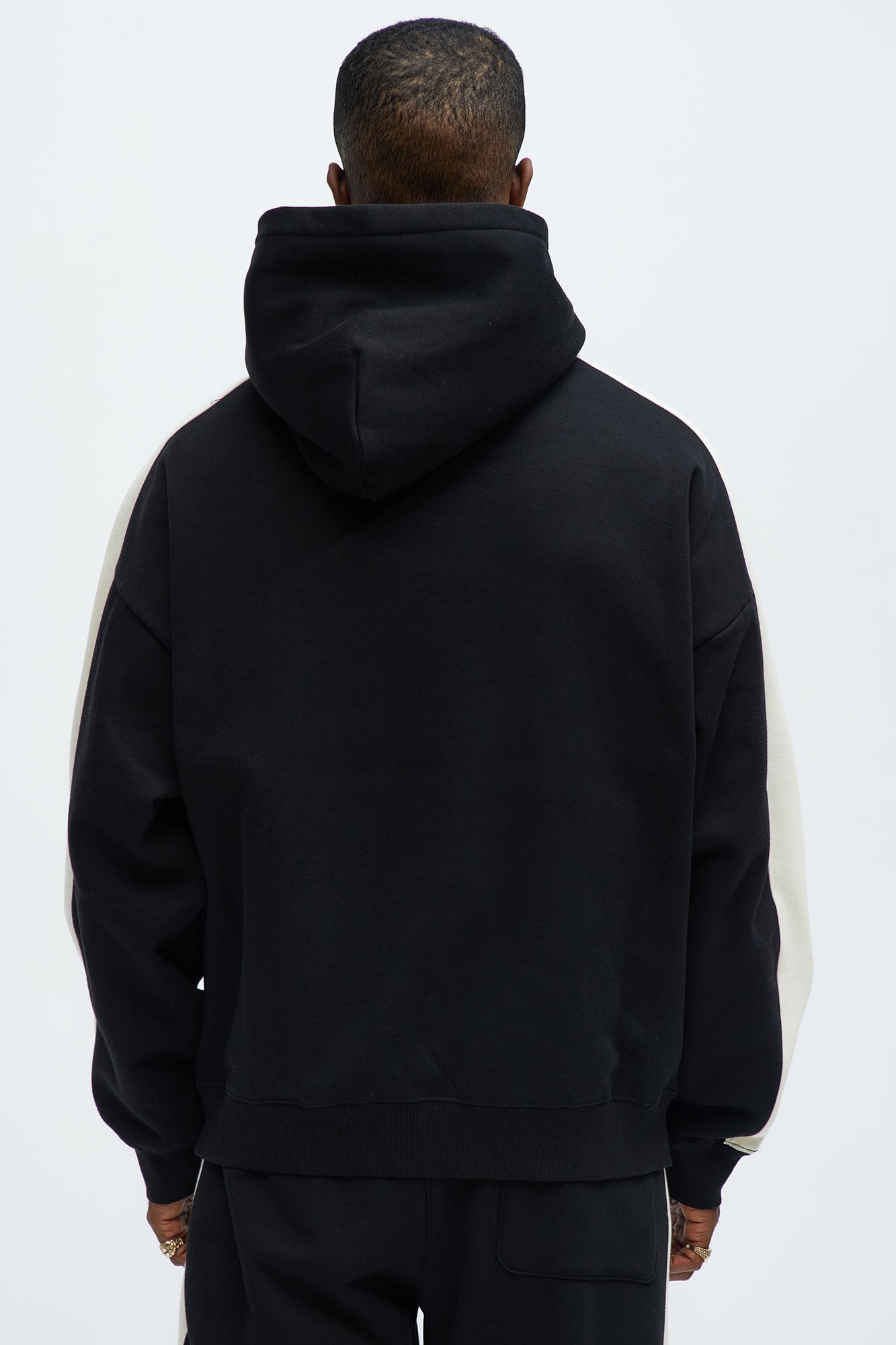 Tyson Heavyweight Oversized Striped Hoodie - Black - Image 4