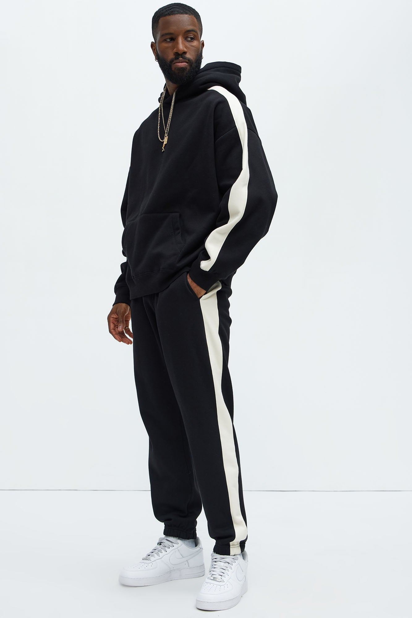 Tyson Heavyweight Striped Jogger - Black - Image 3