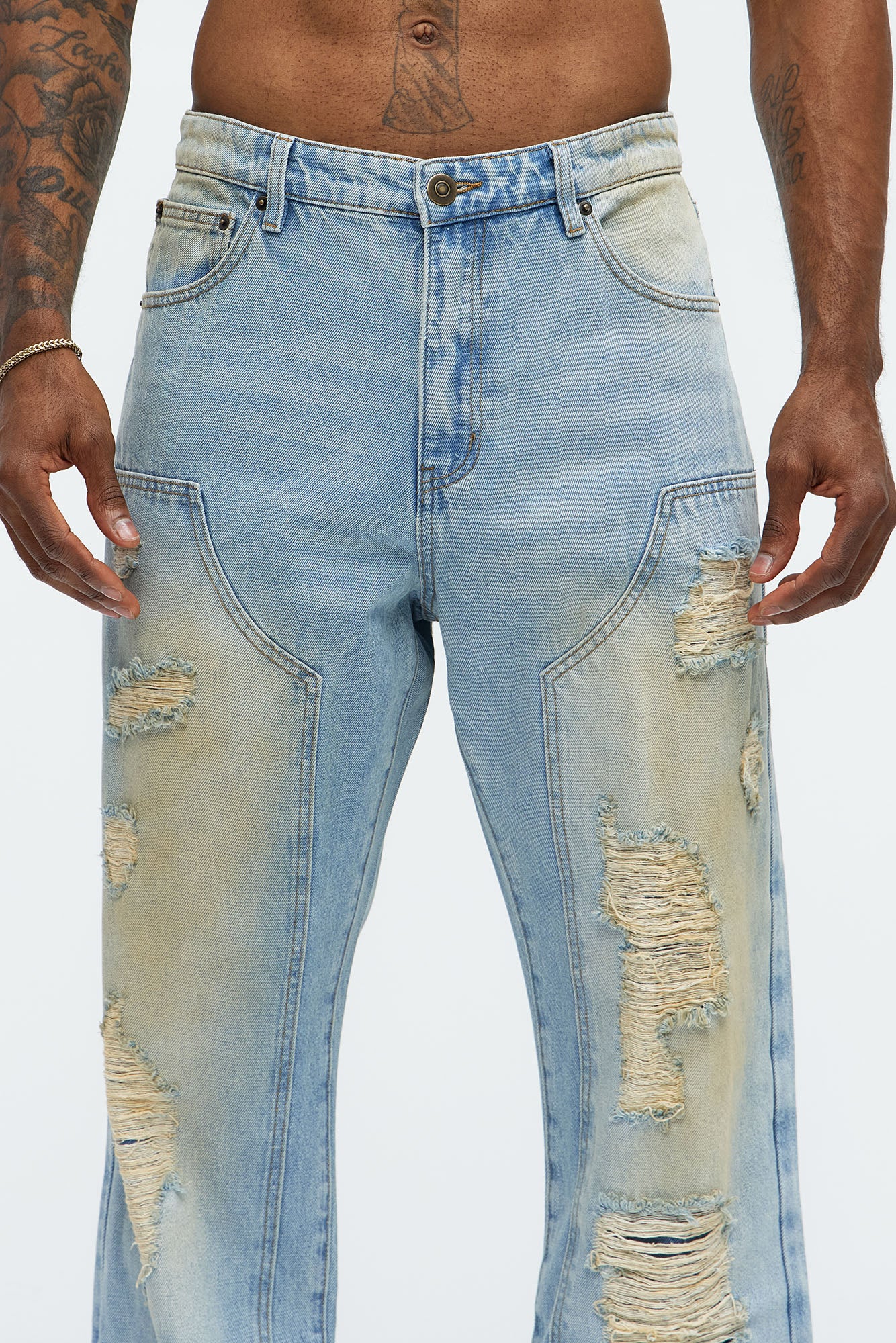 Walk It Carpenter Distressed Straight Jeans - Vintage Blue Wash - Image 3
