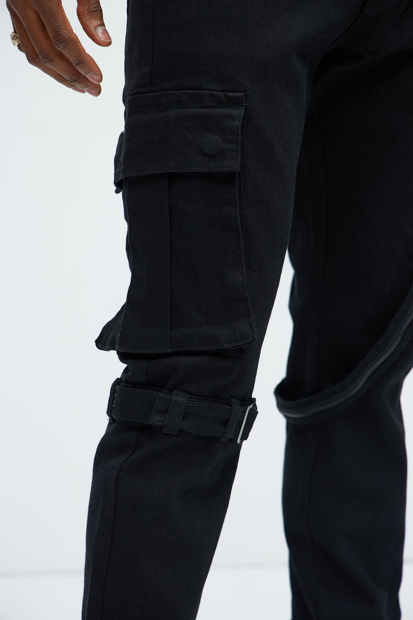 Buckle And Strap Stacked Skinny Jeans - Black - Image 5