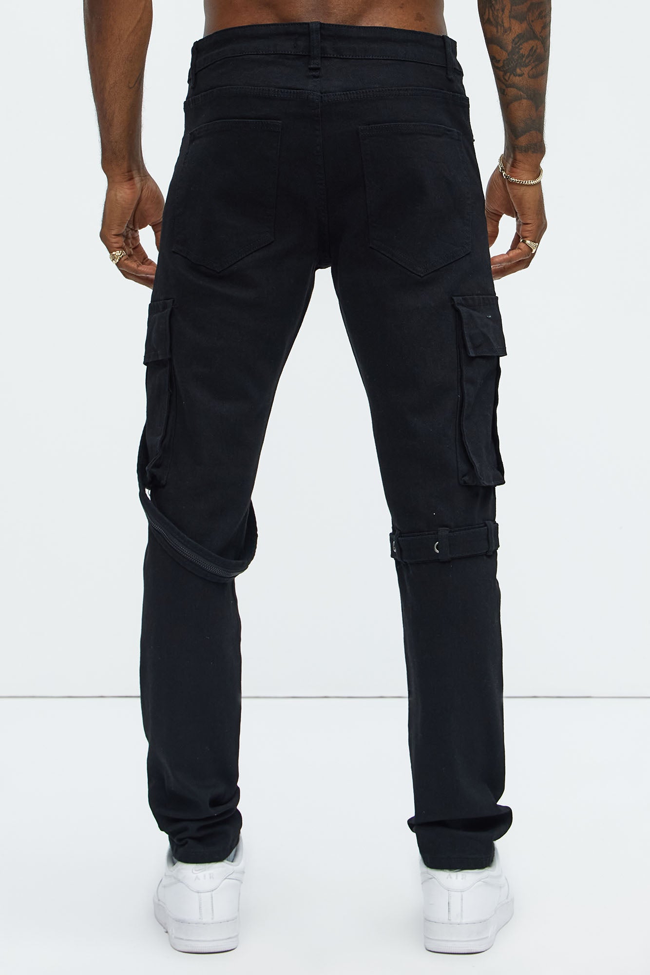 Buckle And Strap Stacked Skinny Jeans - Black - Image 7