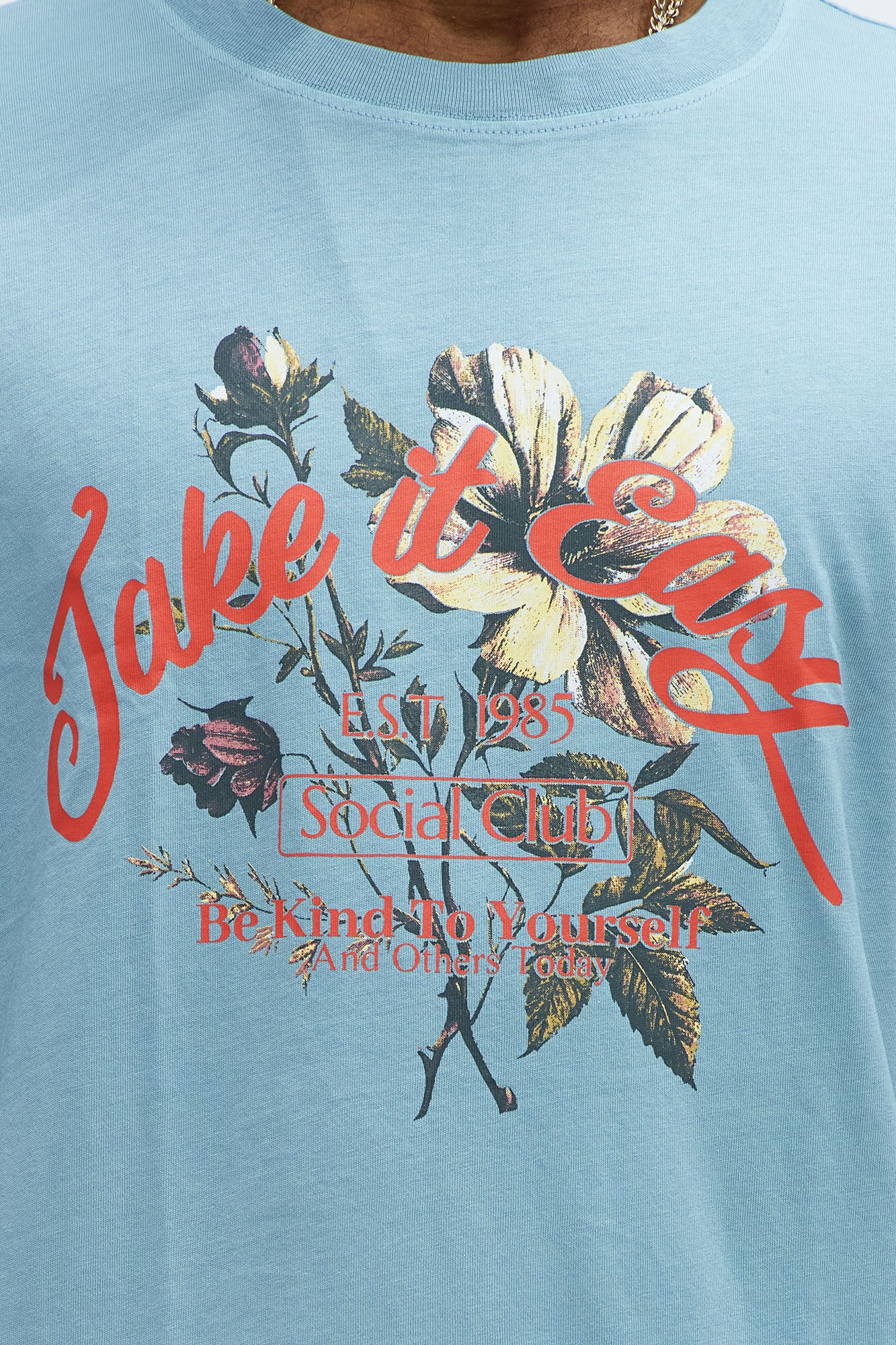 Take It Easy Oversized Short Sleeve Tee - Light Blue - Image 3