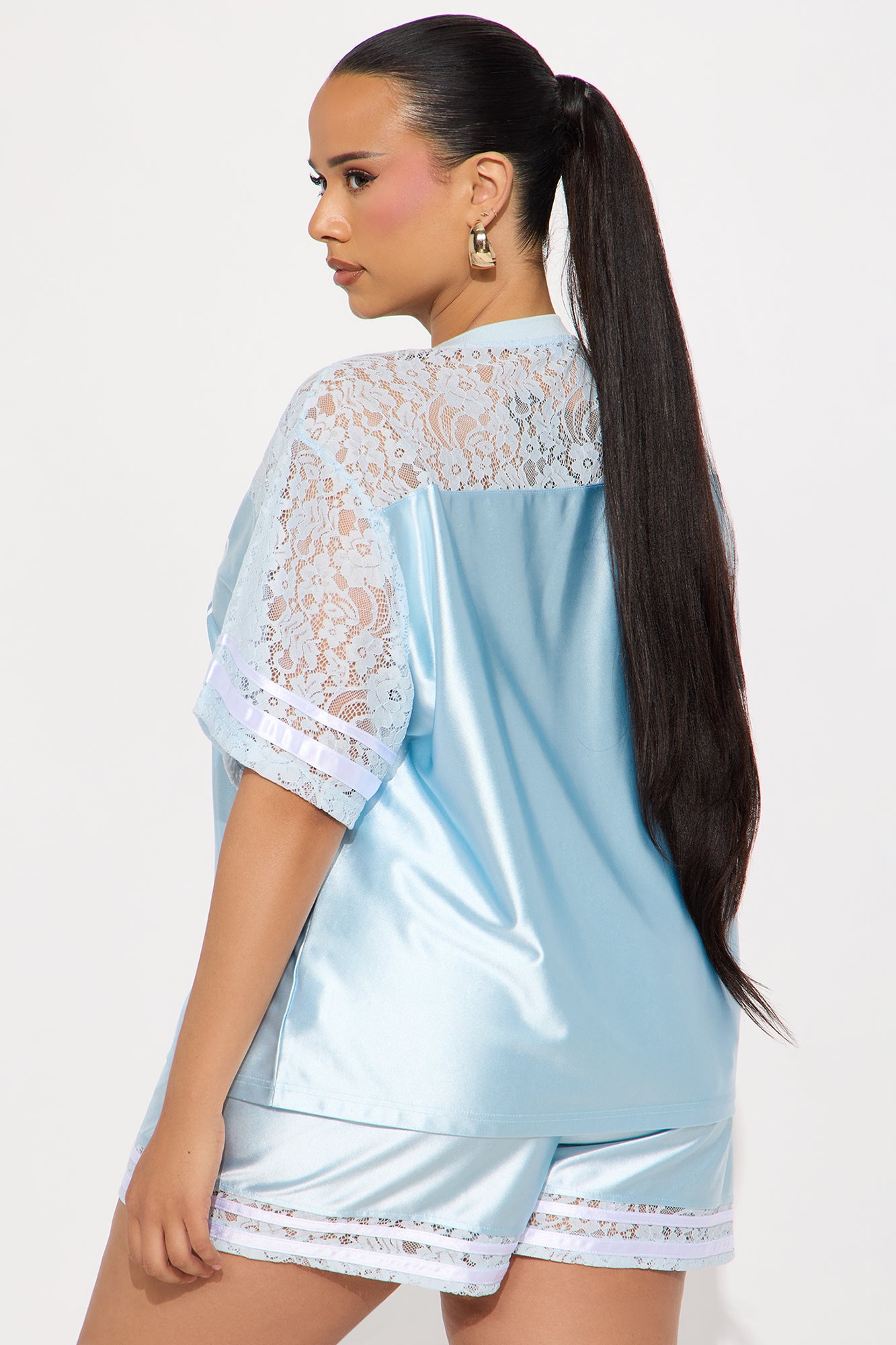 Game Changer Satin Short Set - Light Blue - Image 7