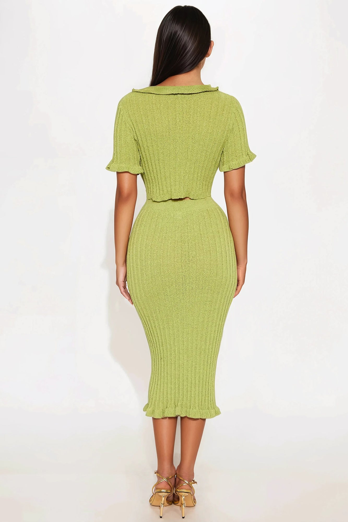 Brunch Mimosas Midi Skirt Set - Chartreuse - Image 3