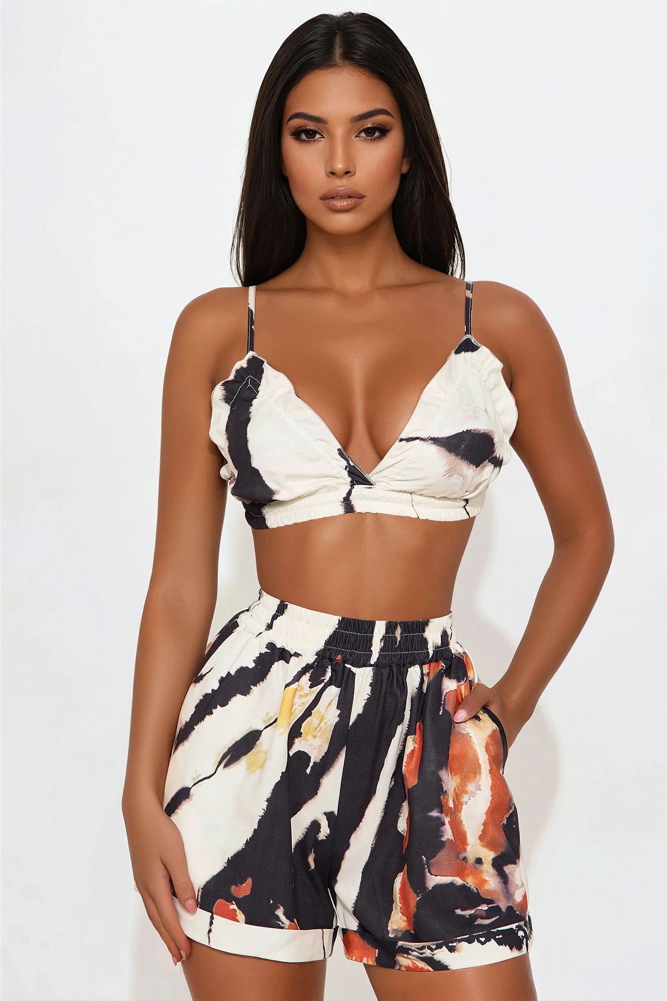 The Miranda 3 Piece Short Set - Taupe/combo - Image 3