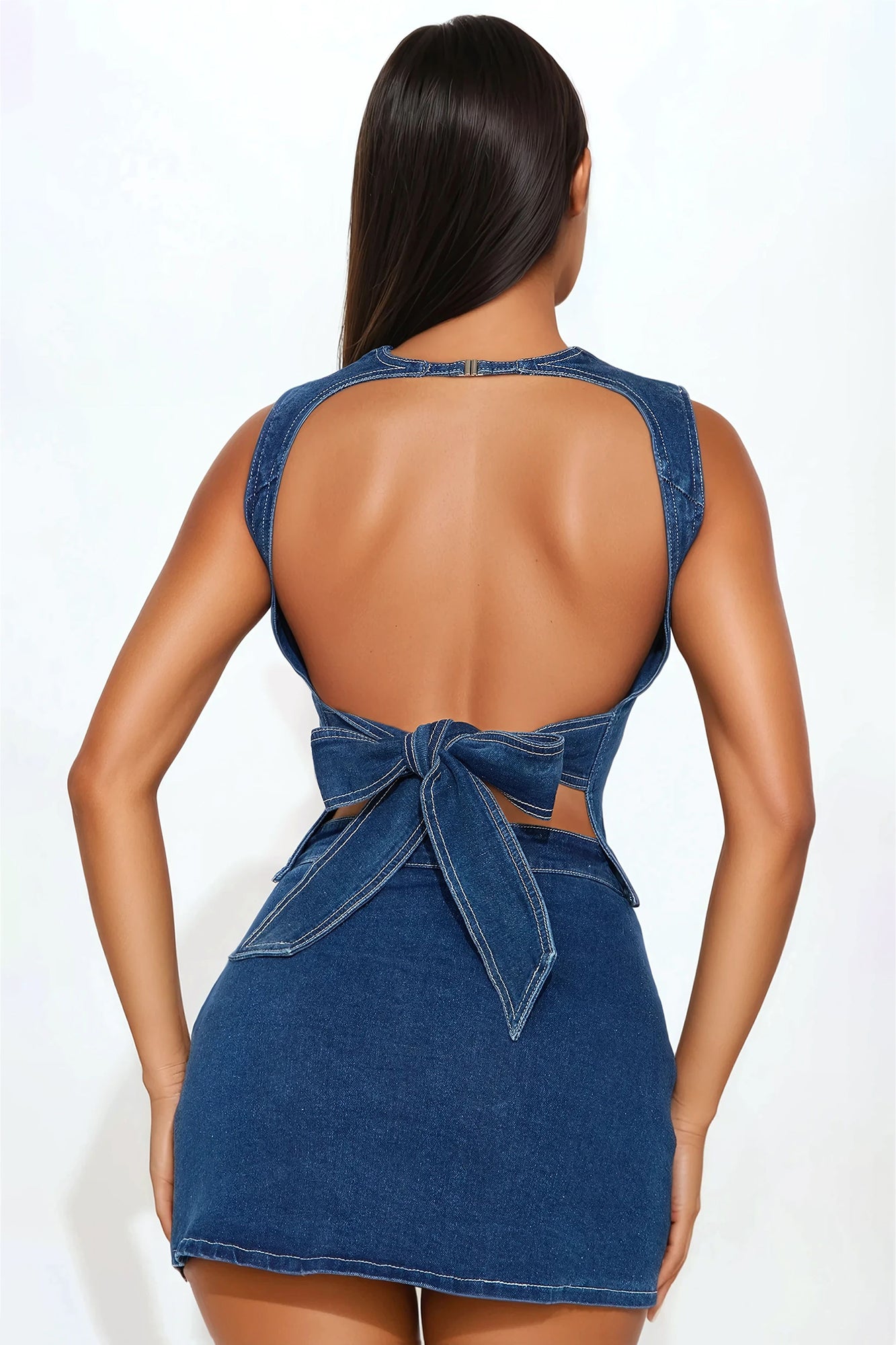 Kiki Denim Skirt Set - Dark Wash - Image 3