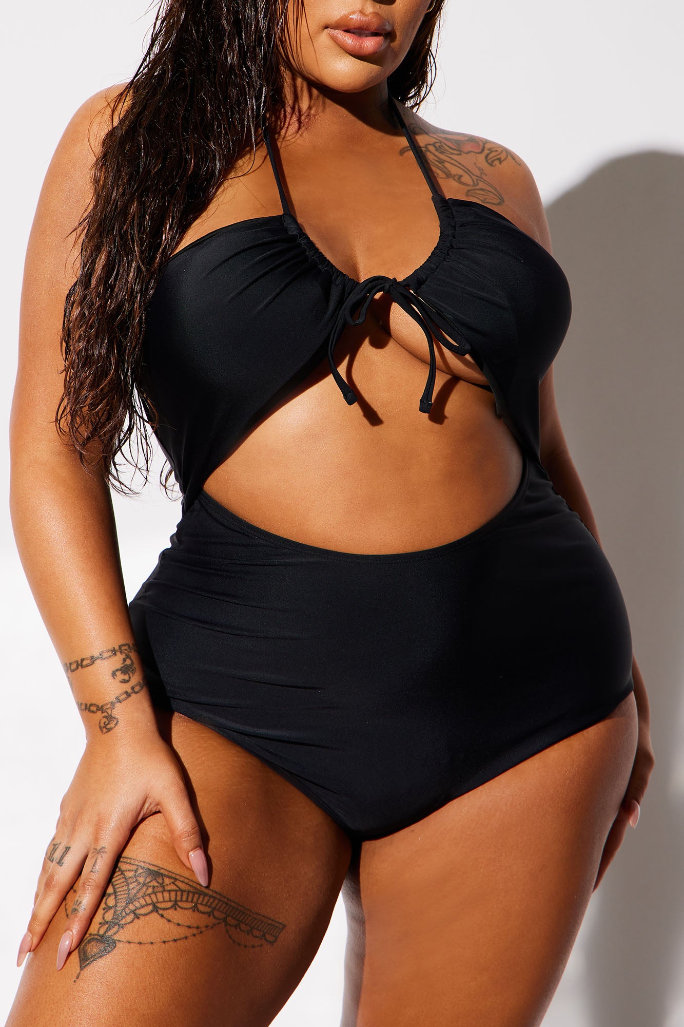 Flora Cut Out 1 Piece Swimsuit - Black - Image 6