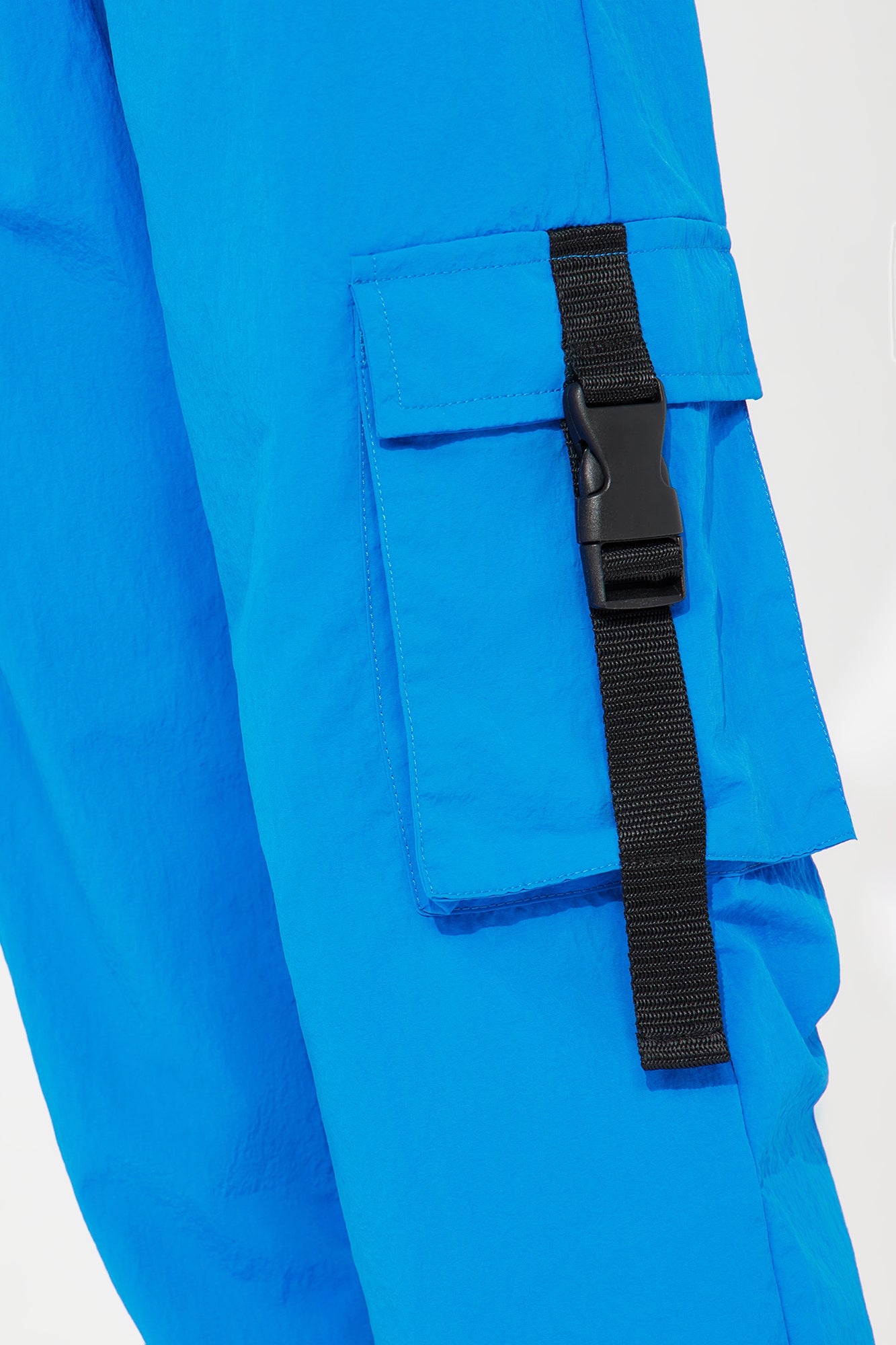 Mini Strappy Nylon Parachute Cargo Pants - Royal - Image 3