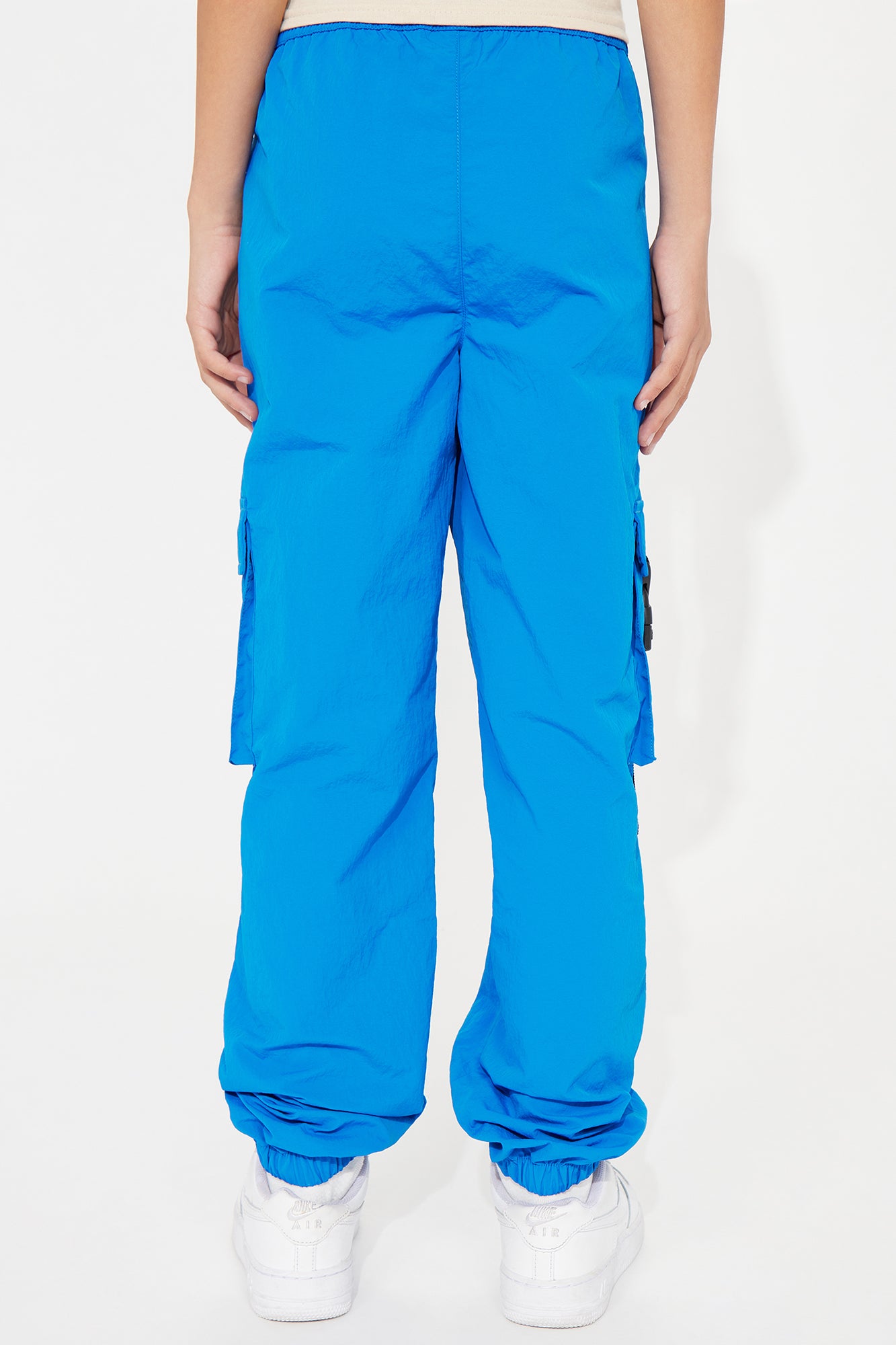 Mini Strappy Nylon Parachute Cargo Pants - Royal - Image 4
