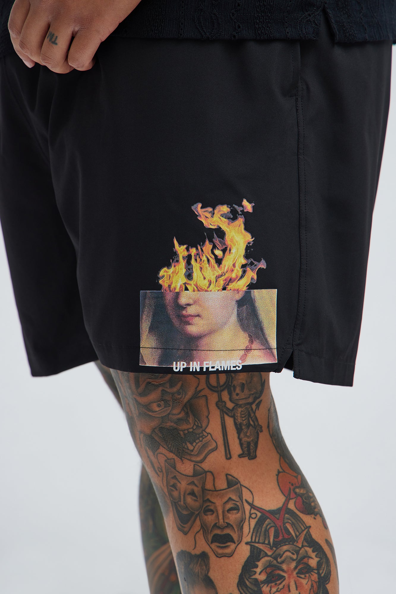Up In Flames Swim Mid Trunk - Black - Image 7
