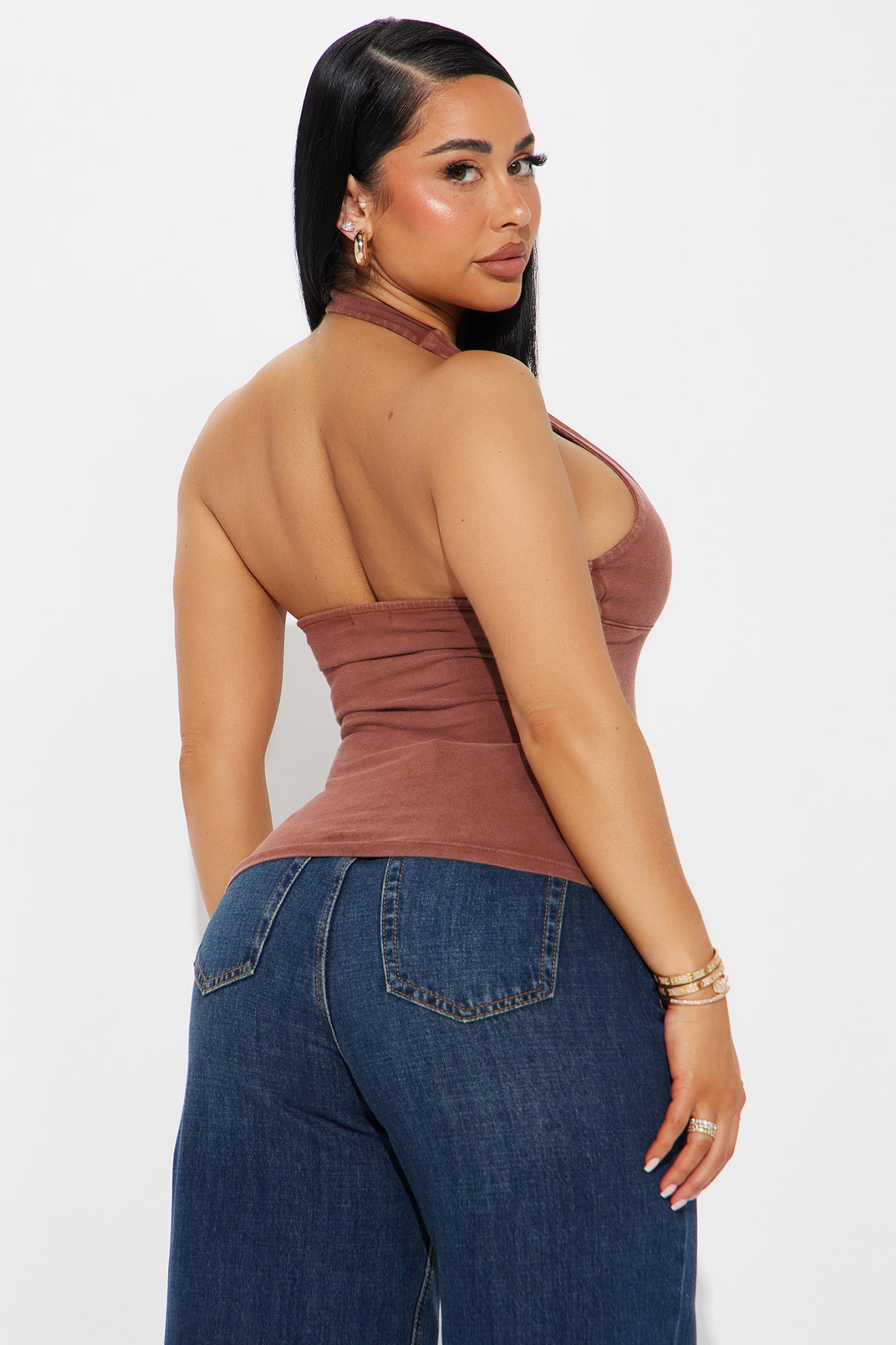 The Washed Halter Top - Chestnut - Image 3