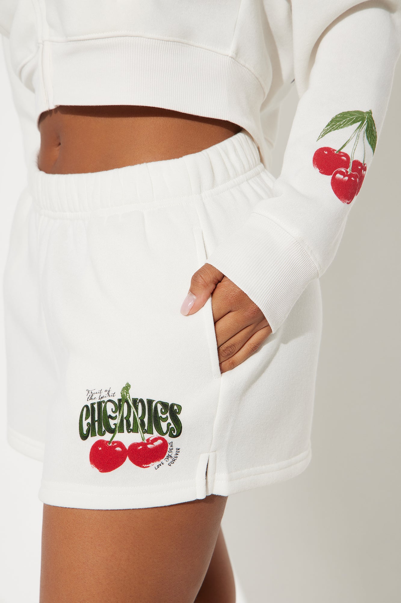 Tasty Cherries Fleece Short Set - Ivory - Image 4