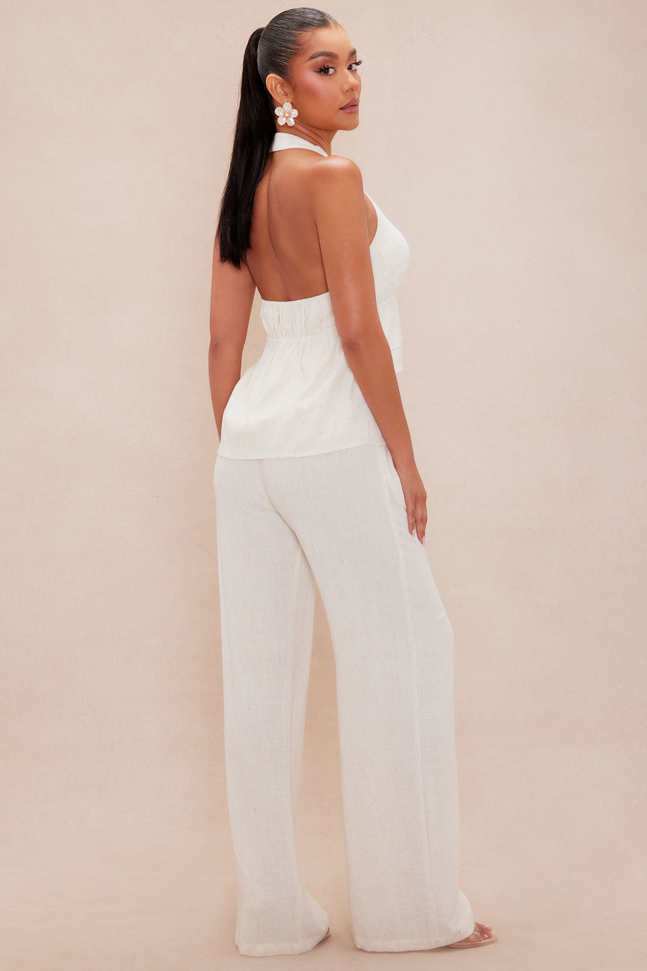 Brielle Linen Pant Set - Taupe - Image 4