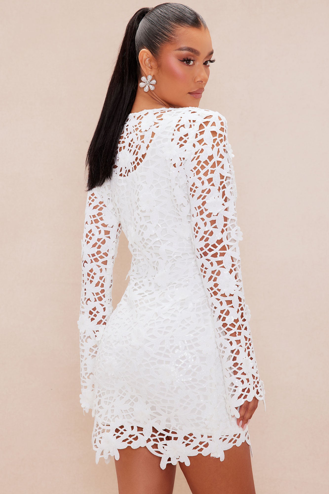 Susanna Sequin Mini Dress - White - Image 4