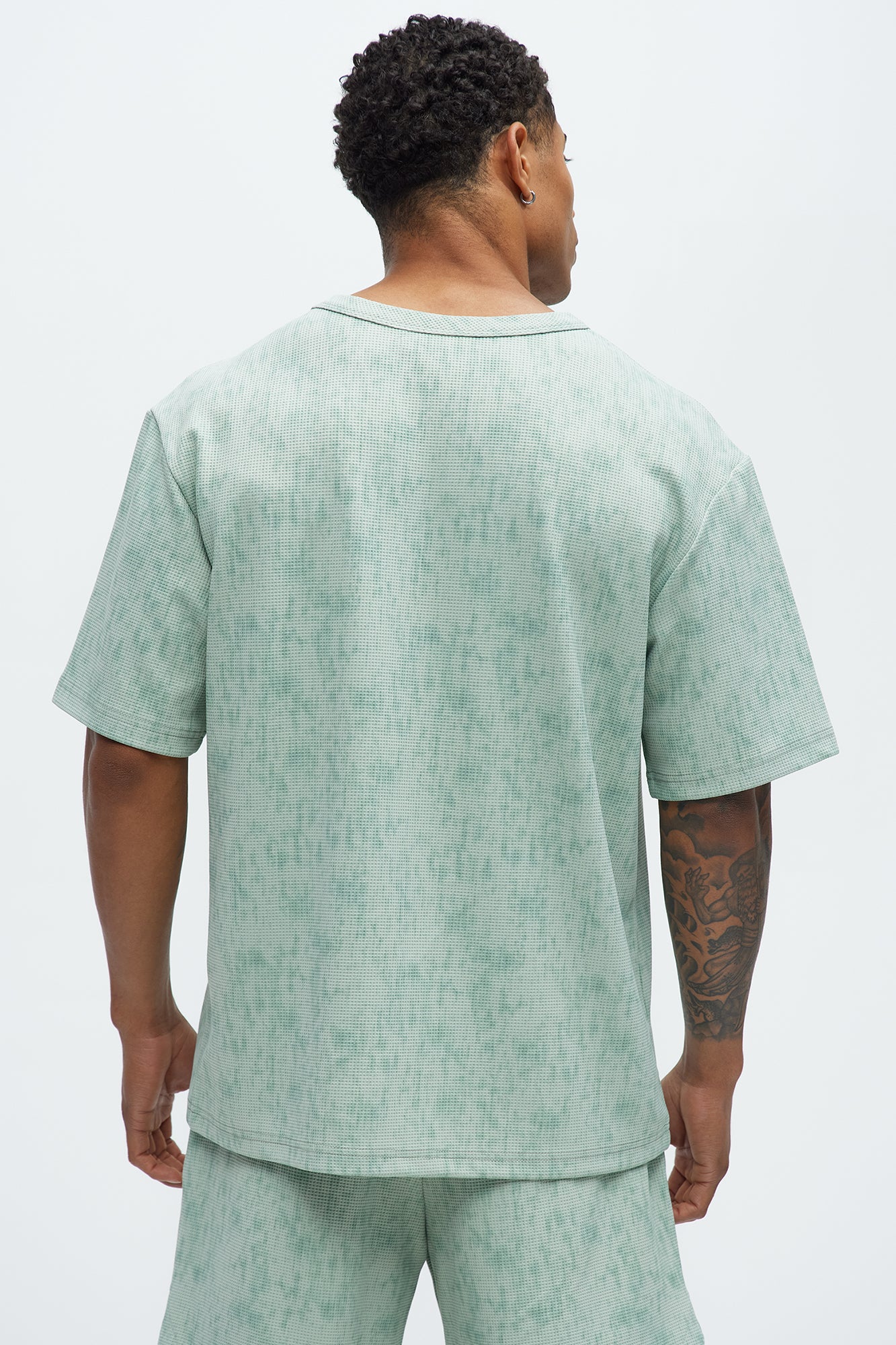 Kerwin Waffle Texture Short Sleeve Tee - Sage - Image 4