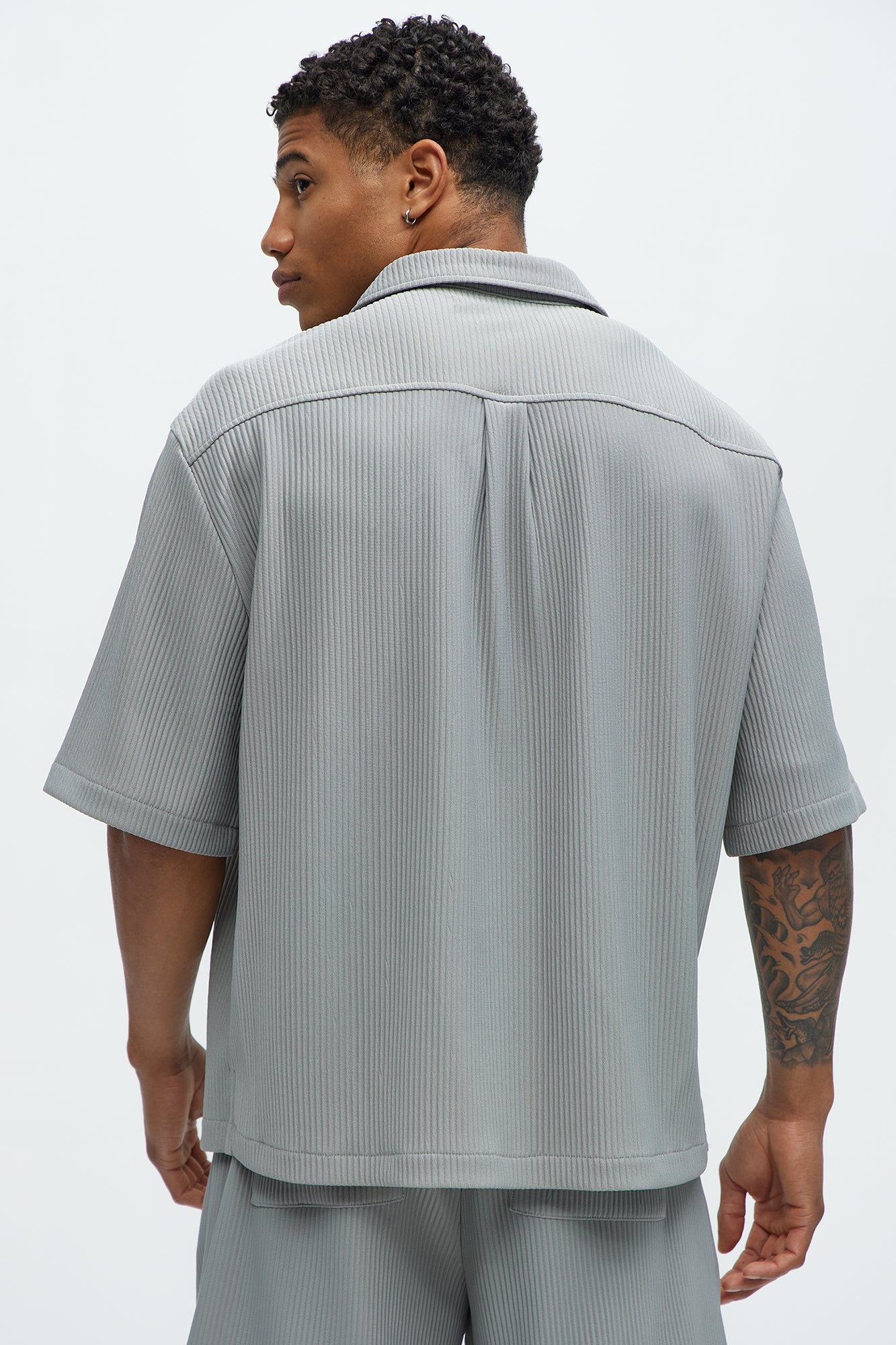 Show Up Short Sleeve Cuban Shirt - Grey - Image 4