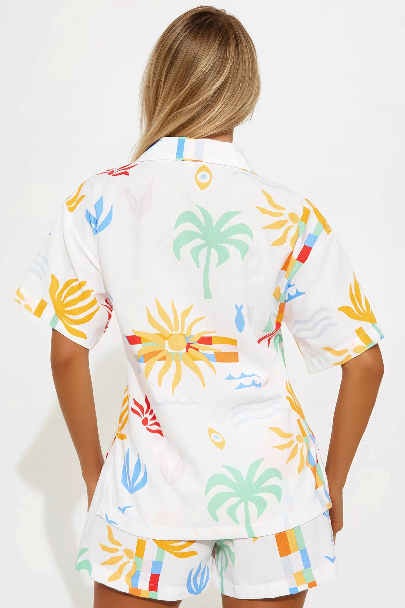 Taste Of Summer Linen Short Set - White/combo - Image 3